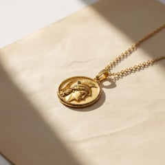 Athena Wisdom Coin Necklace Silver, Gold