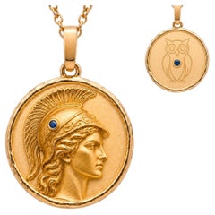 Athena Wisdom Coin Necklace Silver, Gold