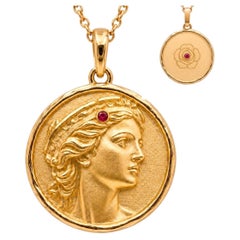 Aphrodite Goddess Coin Pendant Silver, Gold