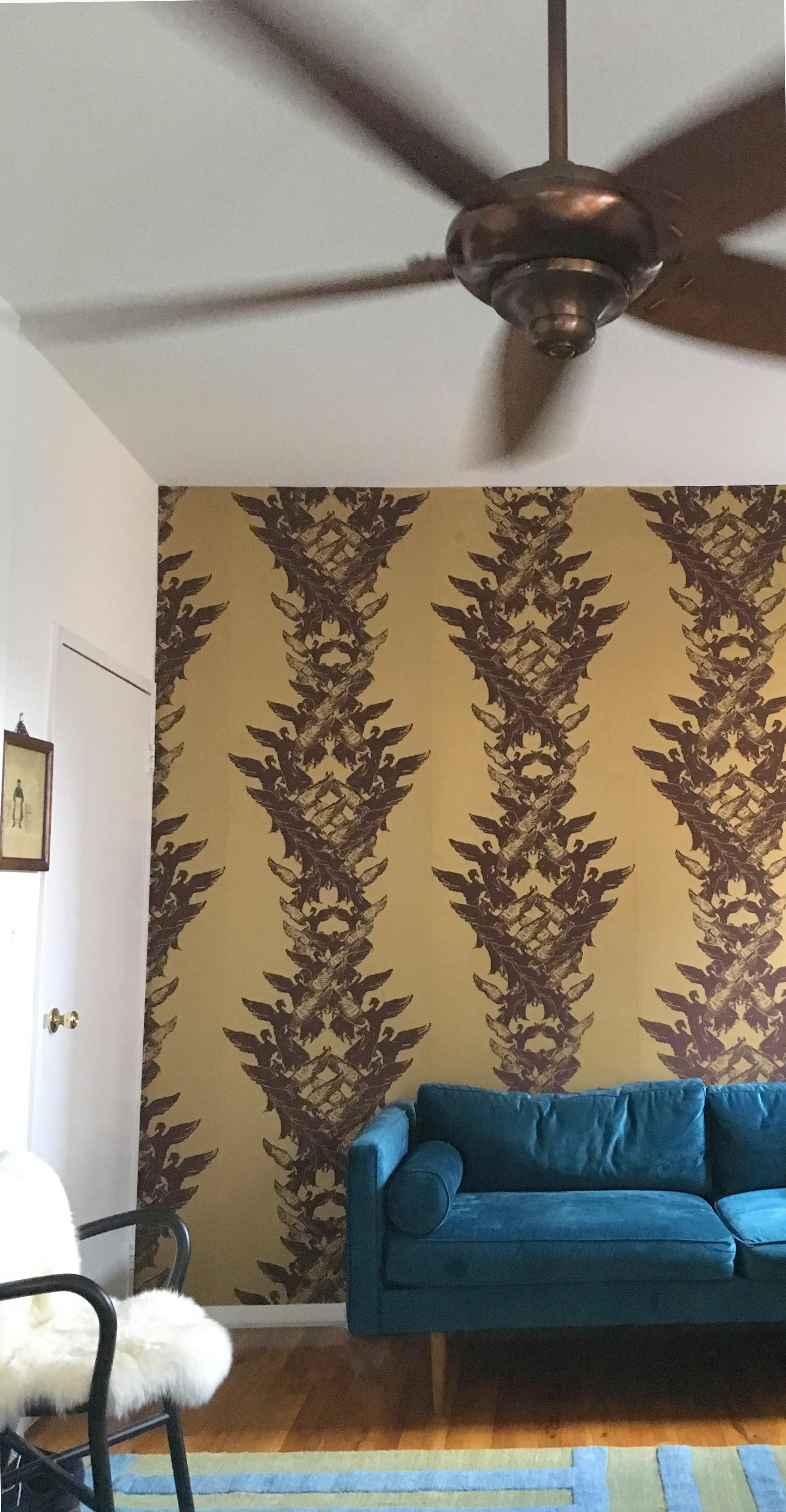 Modern Hand-Screened Aphrodite Wallpaper in Bordeaux Colorway For Sale