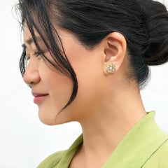 Aphrodite Peridot and Aquamarine Bouquet Cluster Studs 18 Karat