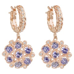 Aphrodite Tanzanite and Diamond Floral Dangle Earrings 14 Karat