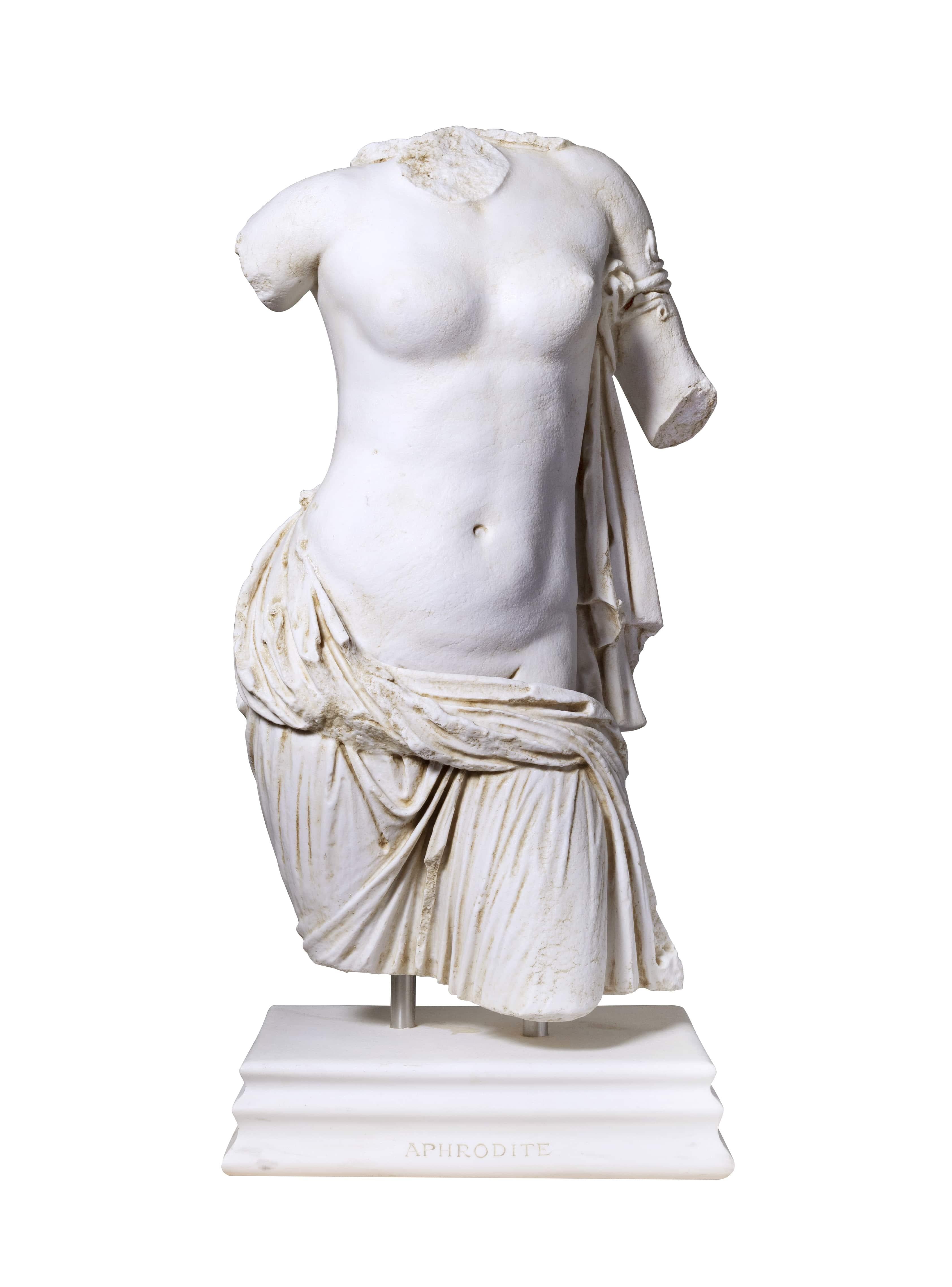 Classical Greek Aphrodite Torso Statue 'Ephesus Museum' Compressed Marble Powder For Sale