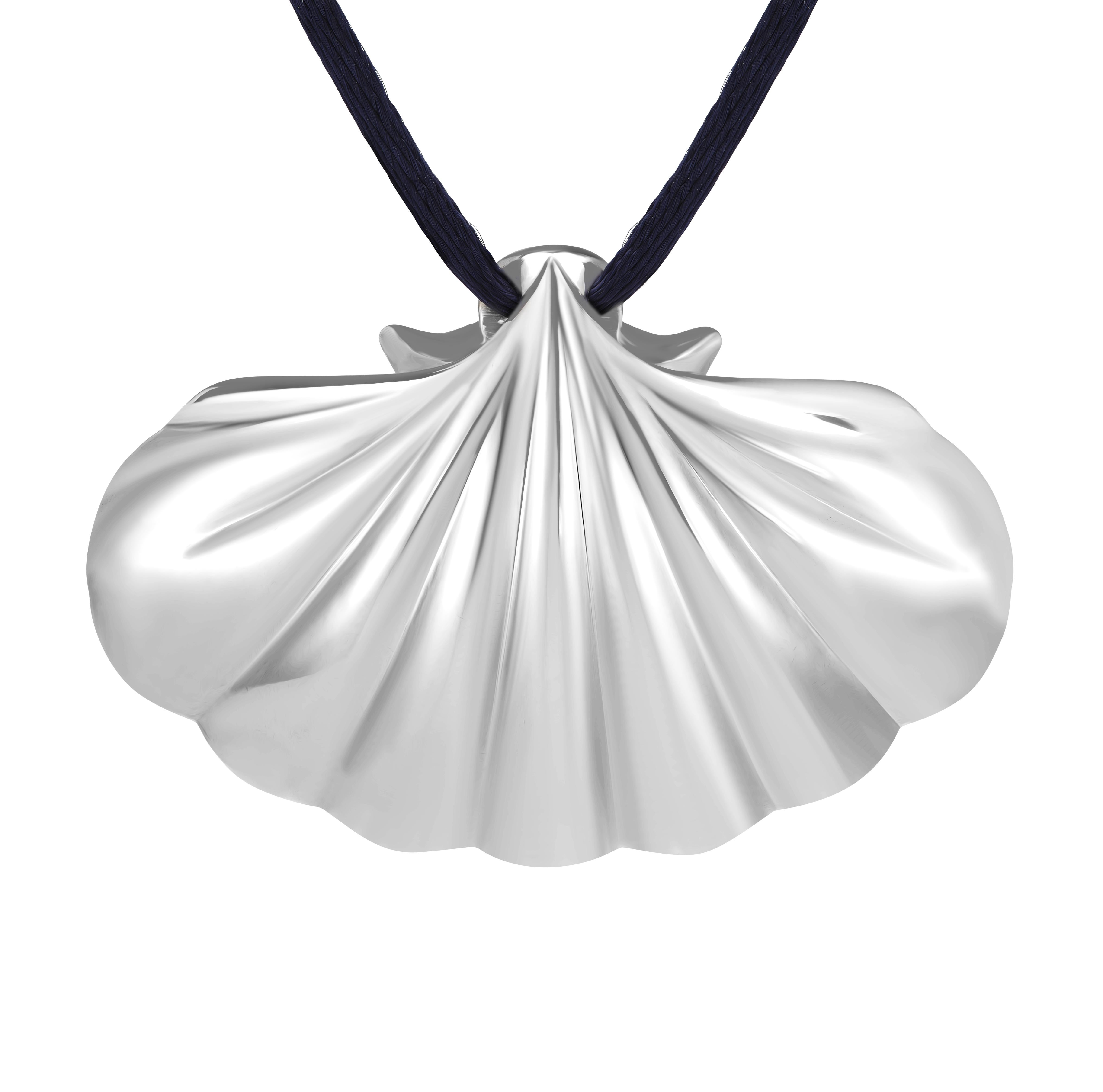 Colgante Concha de Afrodita, oro blanco de 18 quilates, perla Akoya y diamantes Renacimiento griego en venta