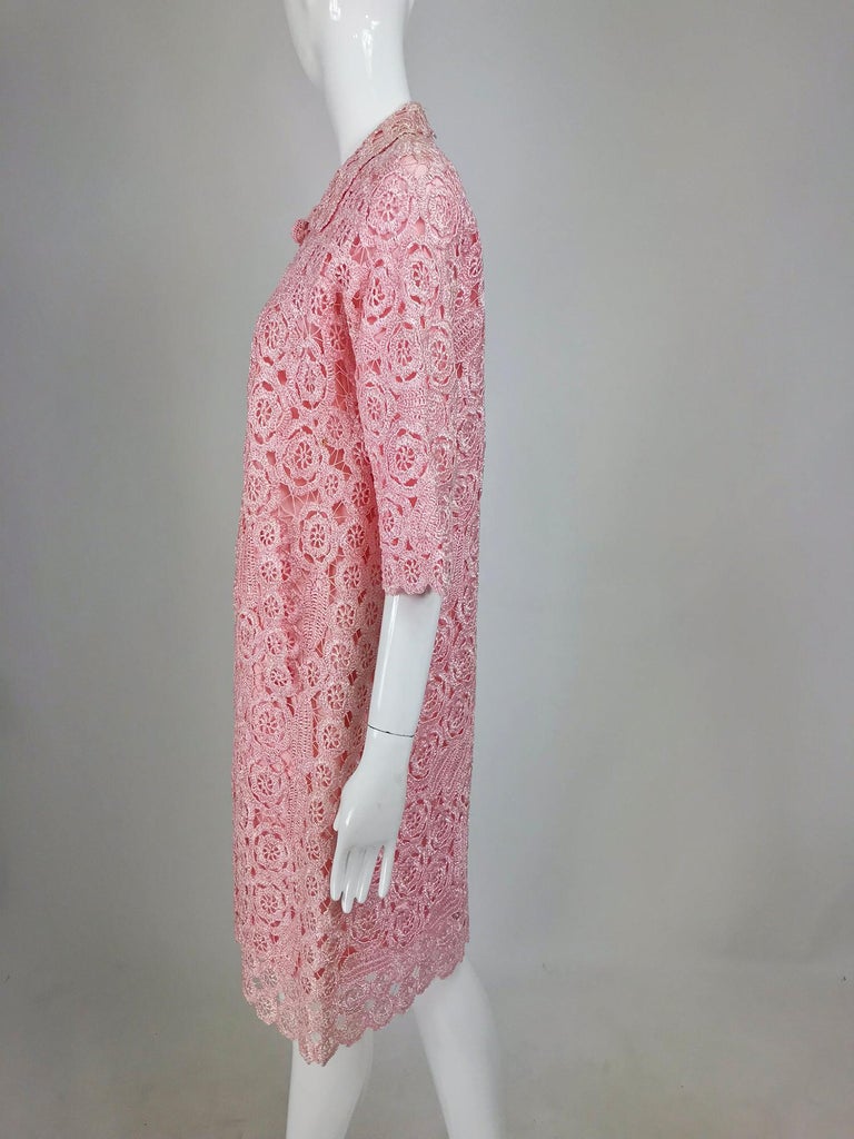 Apicella Creations Pink Raffia Crochet Coat 1950s Made in Italy at 1stDibs
