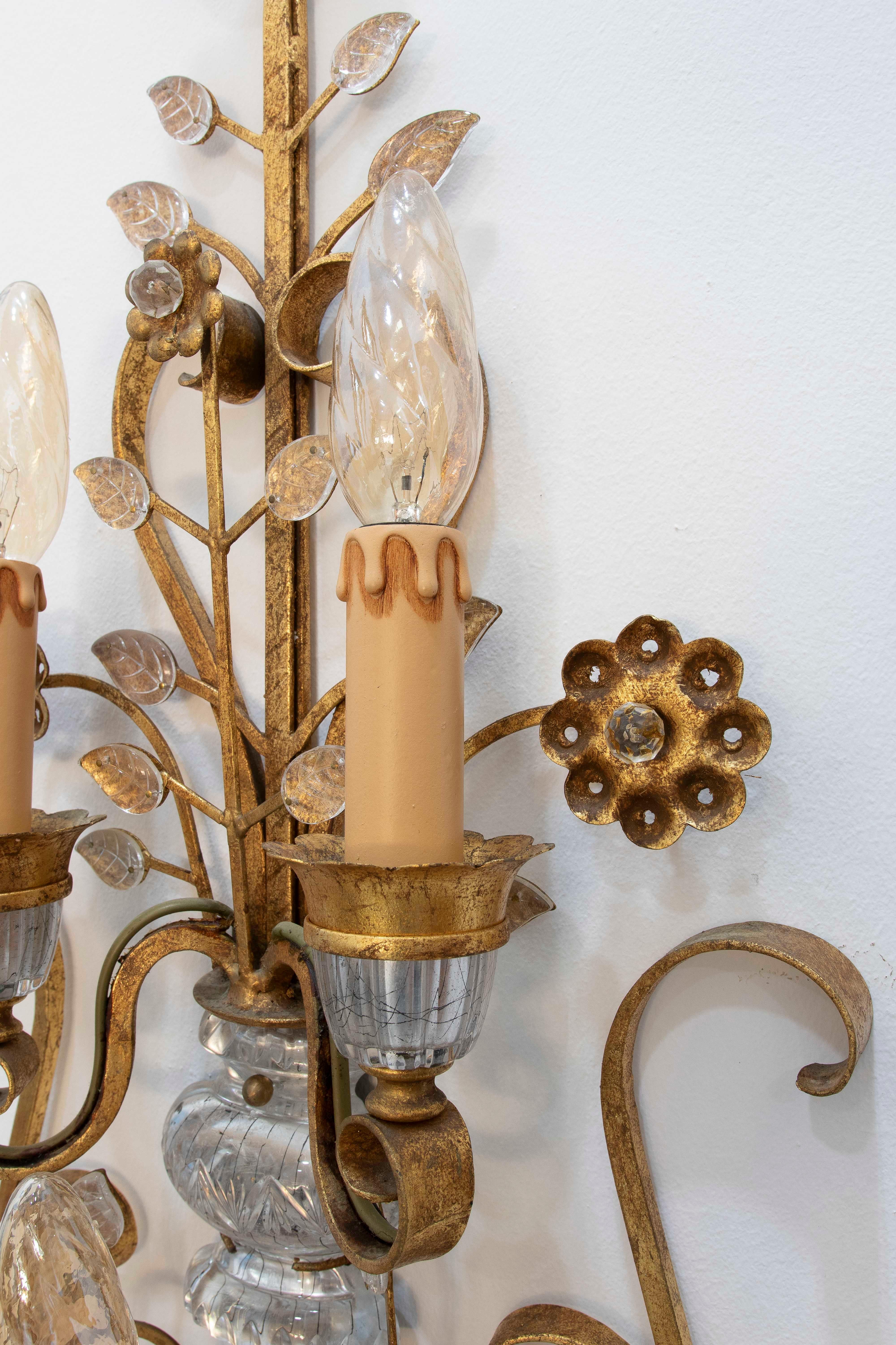 Murano Glass 1950s Maison Bagues Italian Wall Sconce For Sale