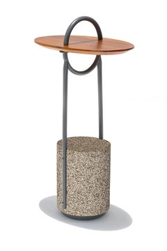 Tavolino da esterno "Apo" in legno di teak naturale, alluminio e cemento