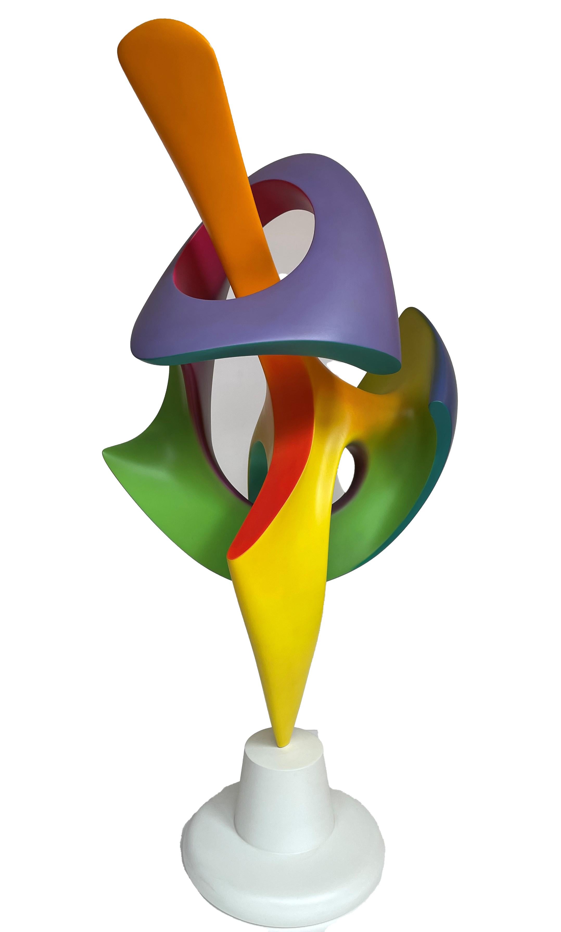 Cast Apocalypse, Abstract Sculpture, Brightly Colored Geometric Intertwined Form For Sale