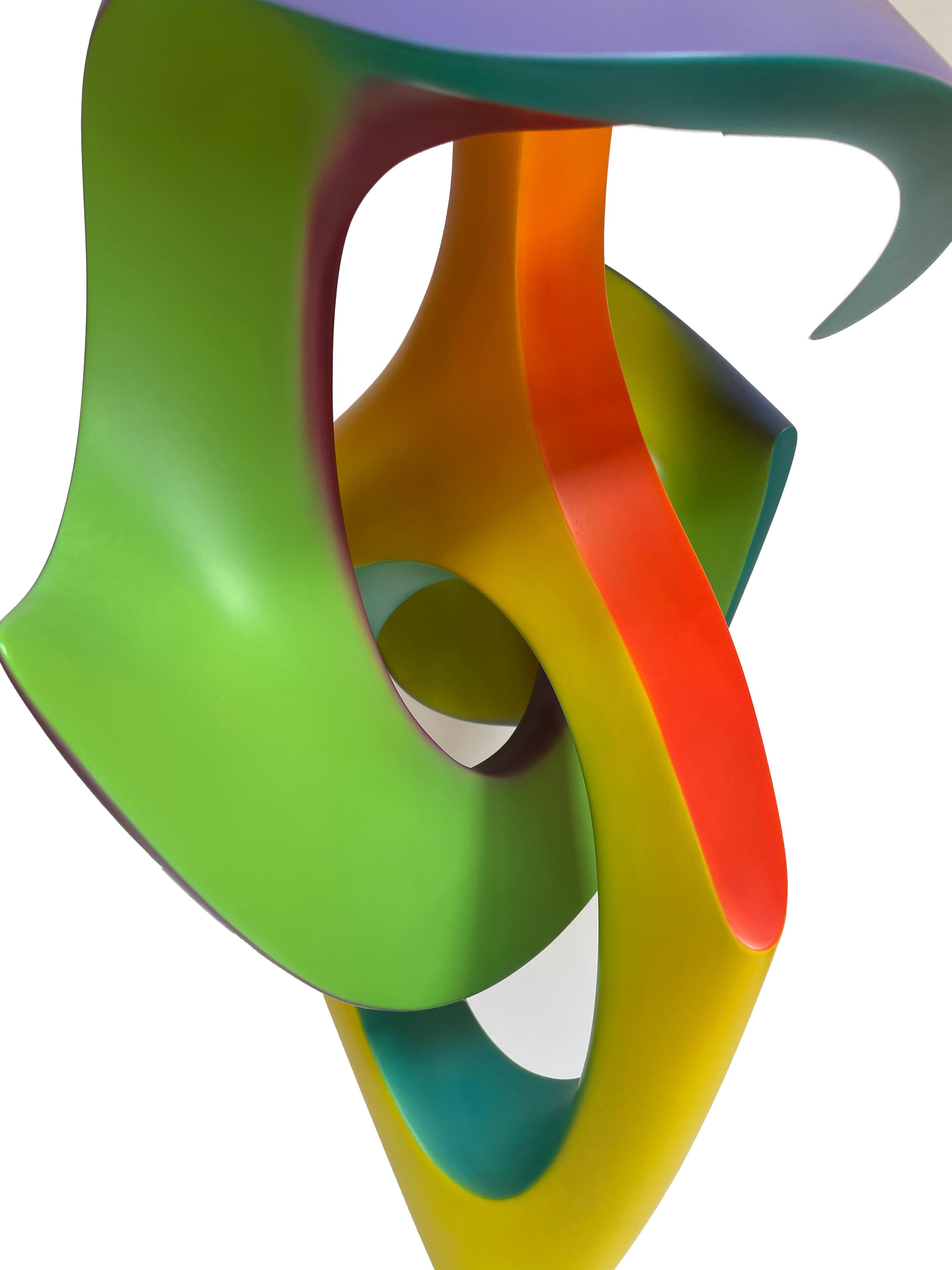 Contemporary Apocalypse, Abstract Sculpture, Brightly Colored Geometric Intertwined Form For Sale