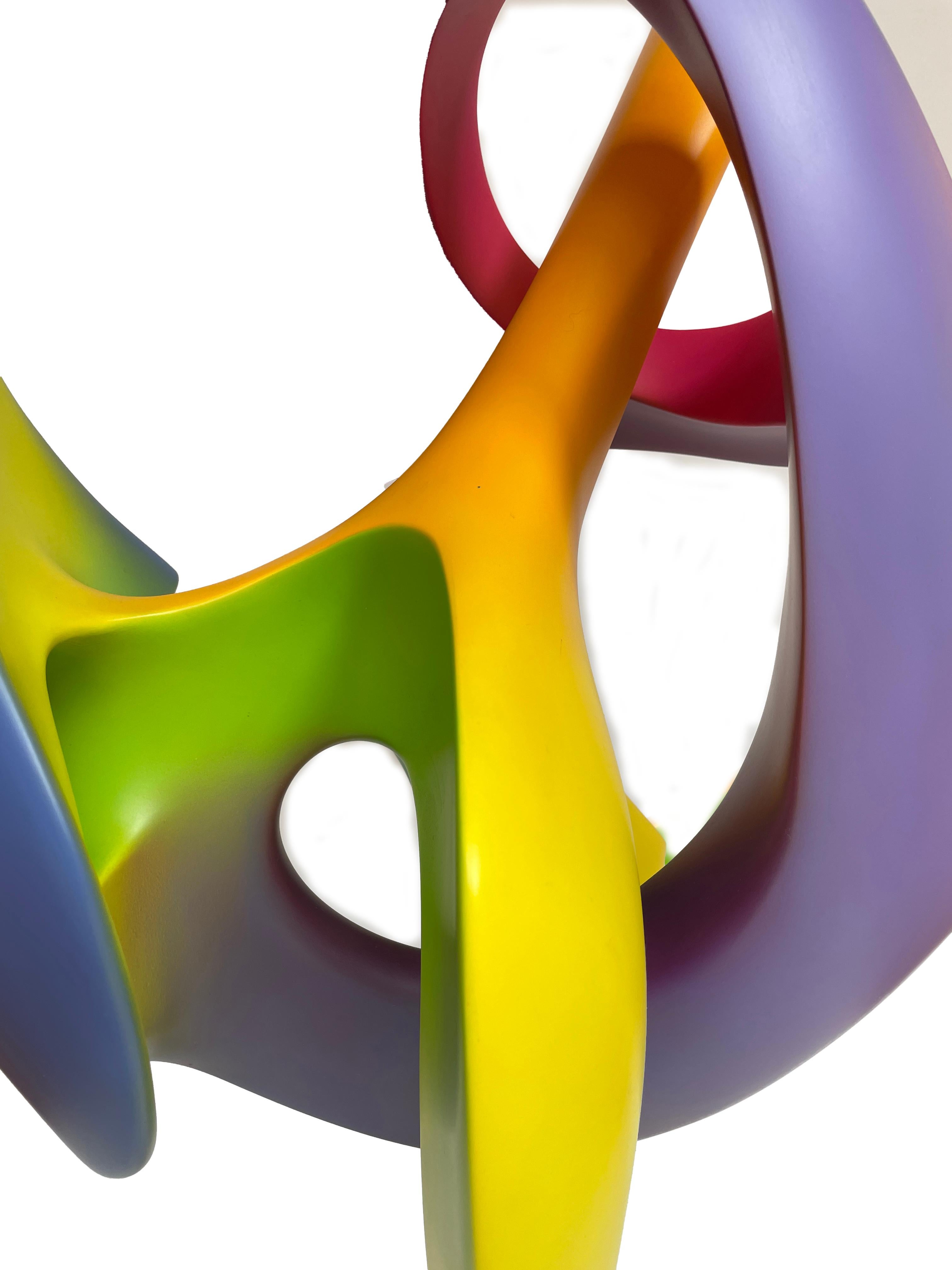 Acrilico Apocalisse, scultura astratta, forma geometrica intrecciata dai colori vivaci in vendita