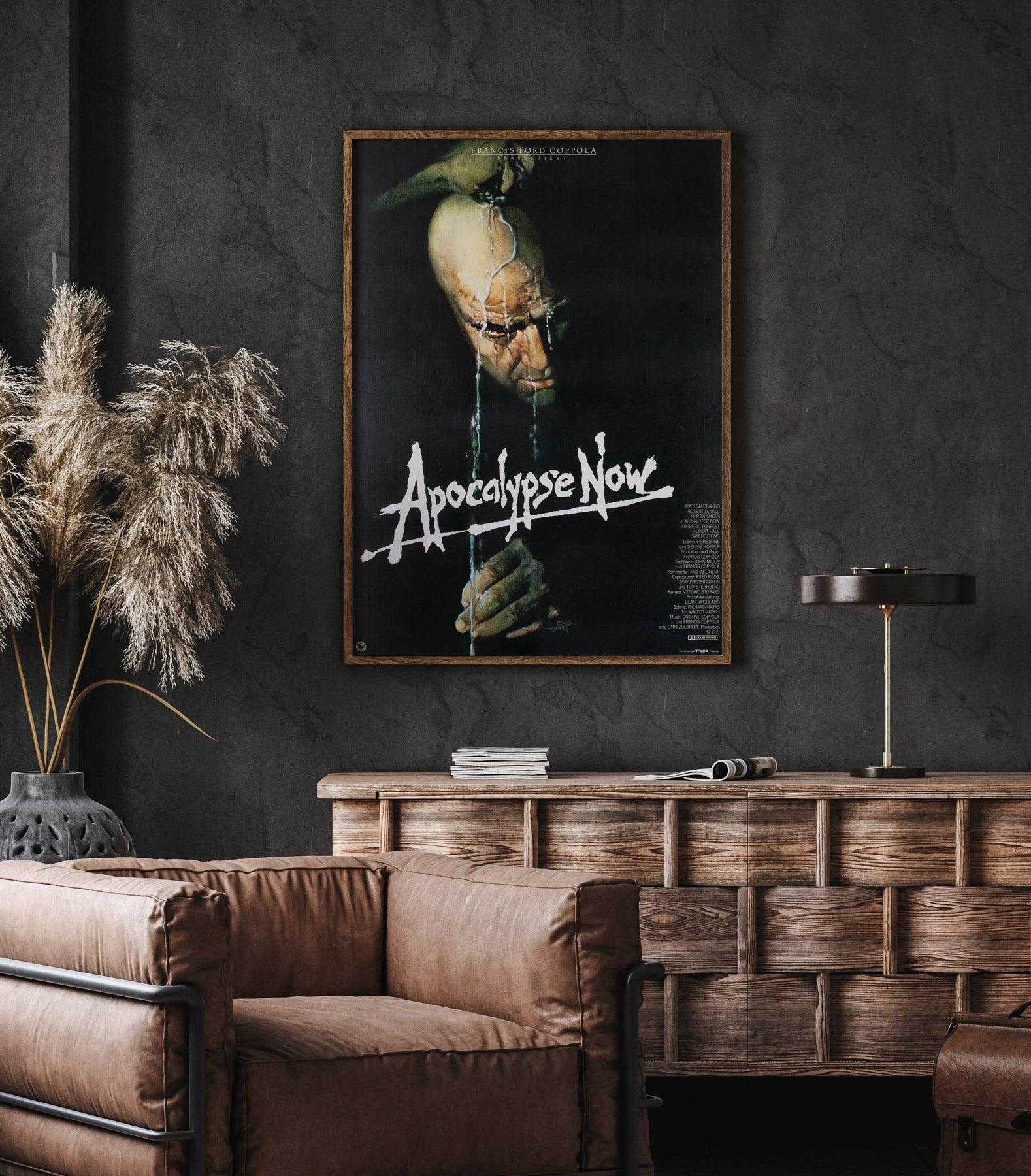 Fantastic original German Style C film poster for Francis Ford Coppola's epic Vietnam War film, Apocalypse Now.

This superb design was created by the acclaimed American poster artist Bob Peak. He was commissioned to create a series of paintings to