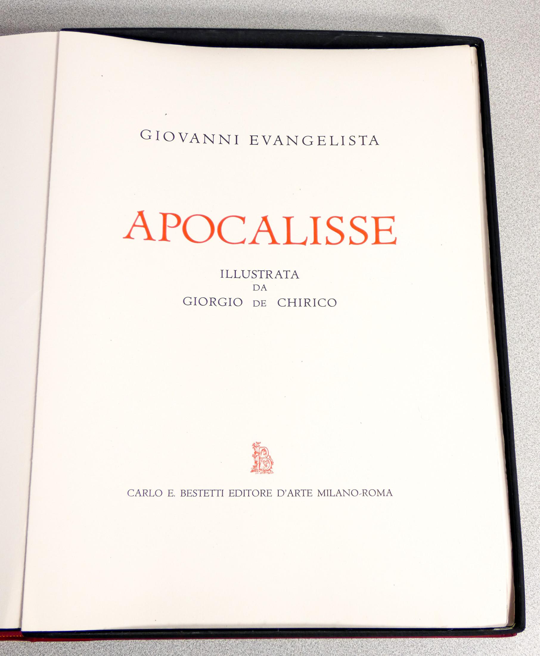 Italian Apocalypse of S. John with 22 Drawings by Giorgio De Chirico, Autographed For Sale