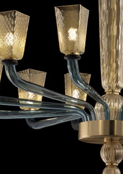 Apogeo 12-flammiger Kronleuchter aus Muranoglas im Art-Déco-Stil 2026 von Sylcom