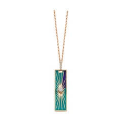 Apolline Necklace-Turquoise Enamel in 14 Karat Rose Gold