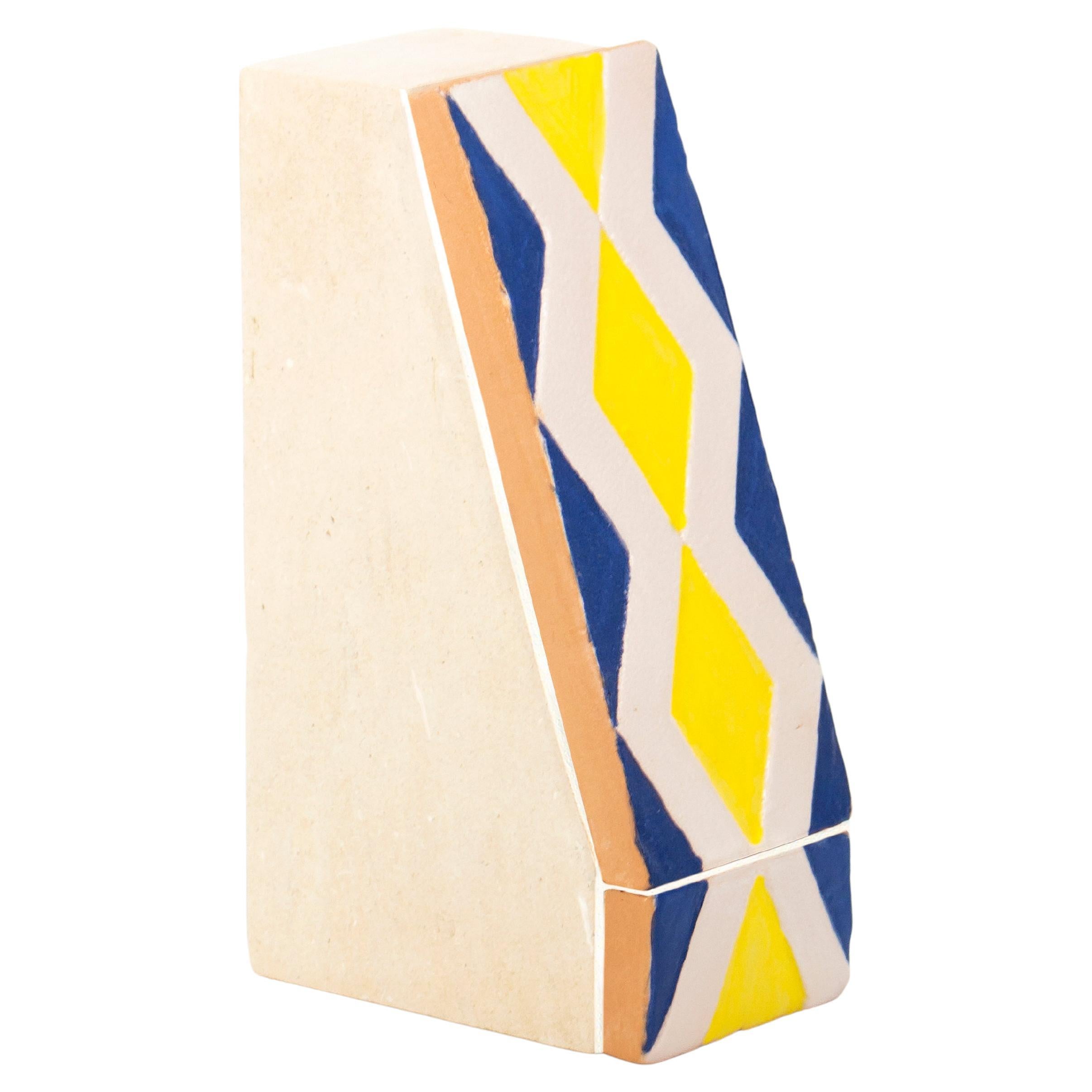 Apollineo Bookend 1 in Leccese Stone and Hand-Painted Ceramic For Sale