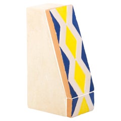 Apollineo Bookend 1 in Leccese Stone and Hand-Painted Ceramic