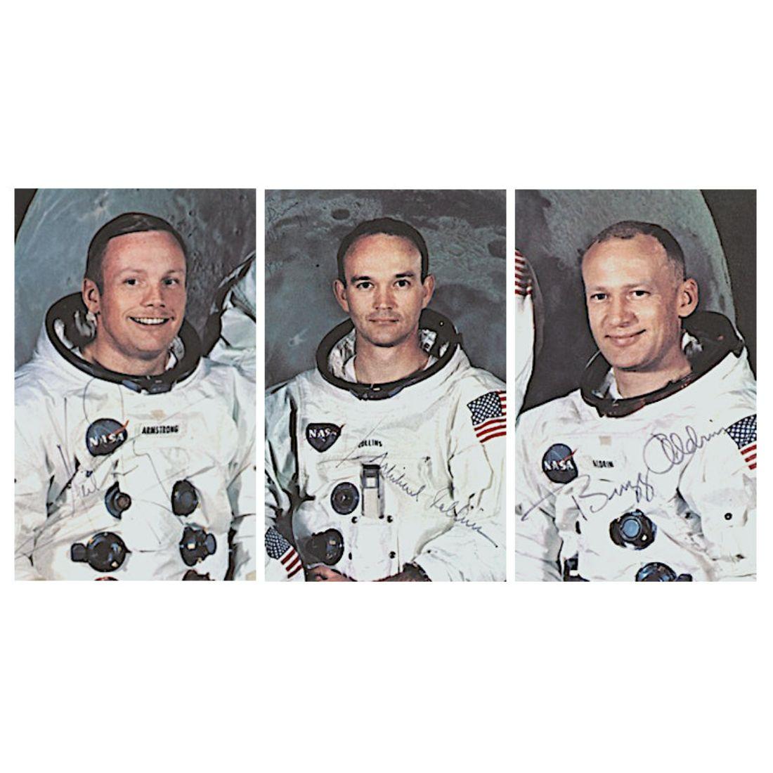 Apollo 11 Crew, signierte Fotografie im Zustand „Relativ gut“ in Jersey, GB