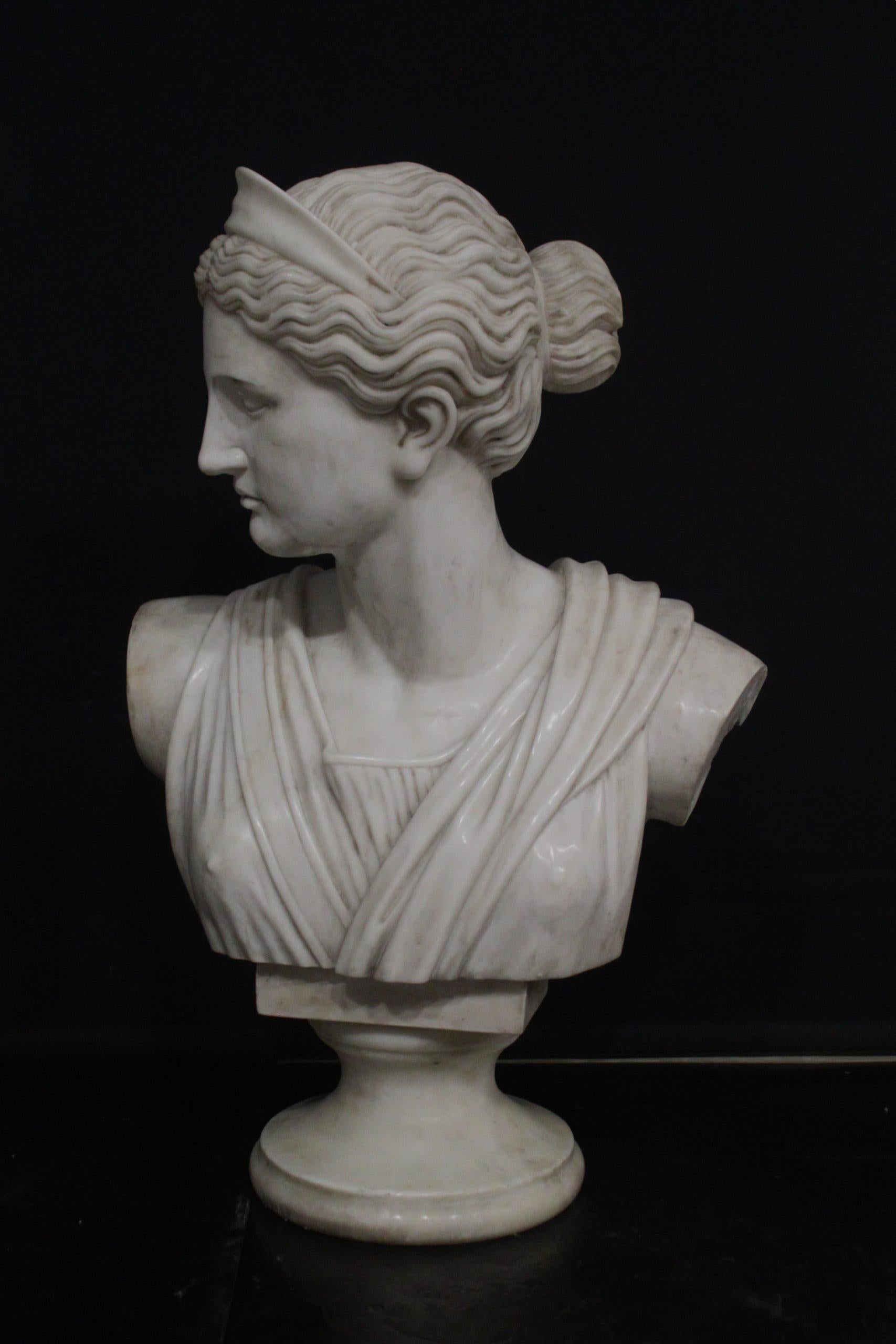 Marmo Apollo and Diana, pair of large marble busts, statuary marble in vendita