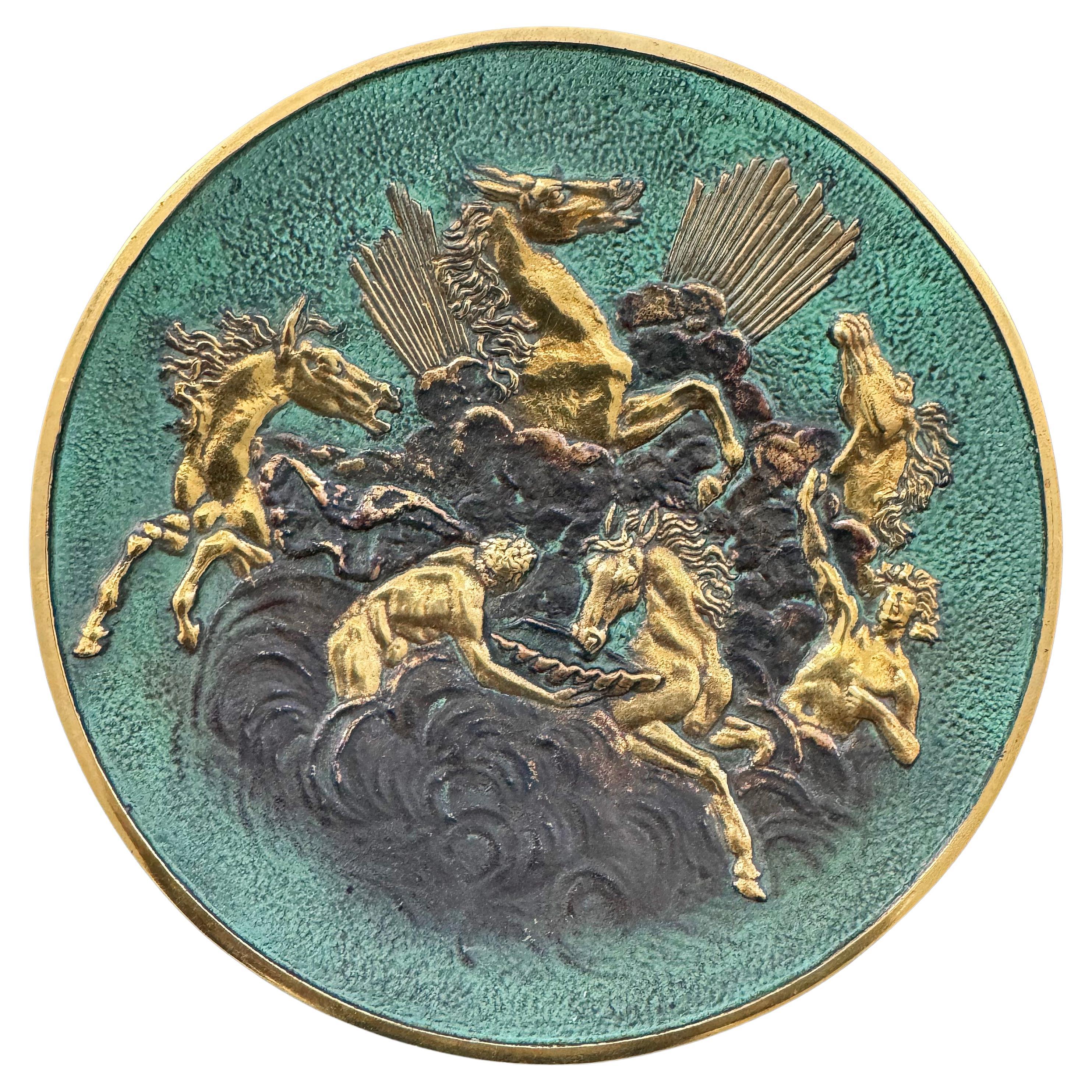 "Apolo y su carro en el cielo", Plato/cuenco de bronce Art Decó de Le Verrier en venta