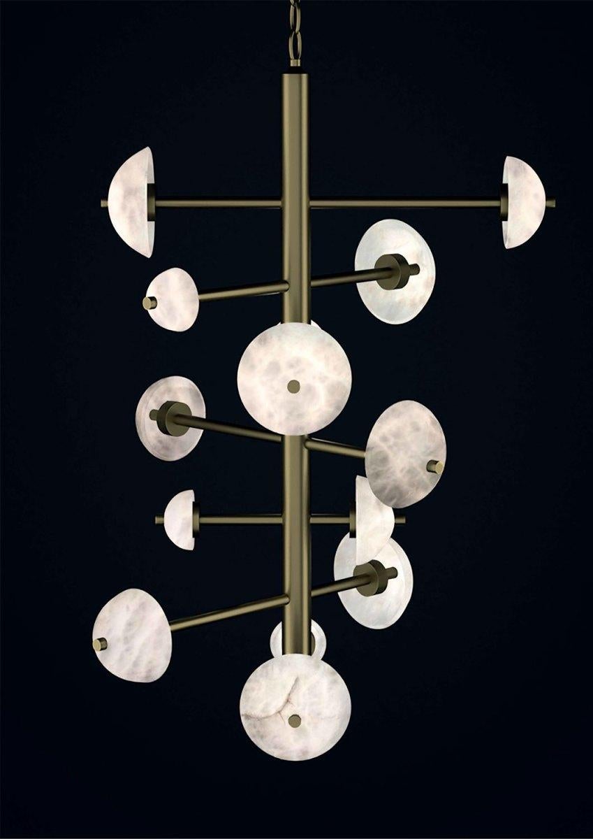Modern Apollo Brushed Black Metal Chandelier by Alabastro Italiano For Sale