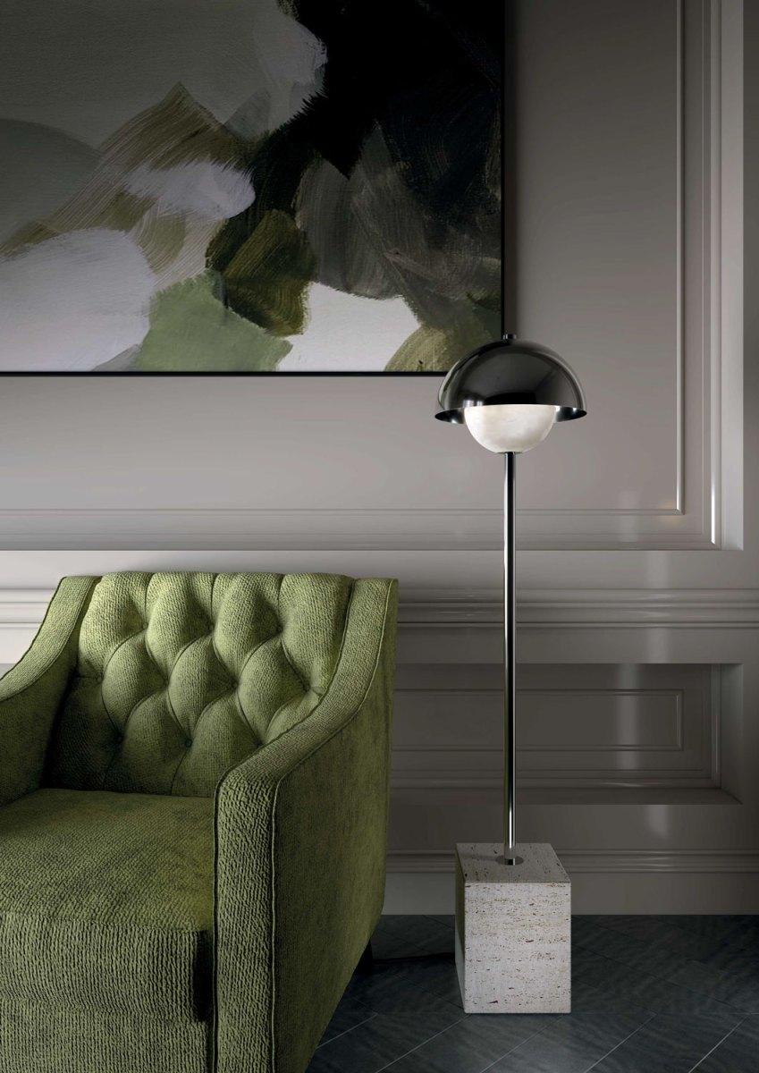 Apollo Brushed Black Metal Floor Lamp by Alabastro Italiano In New Condition For Sale In Geneve, CH