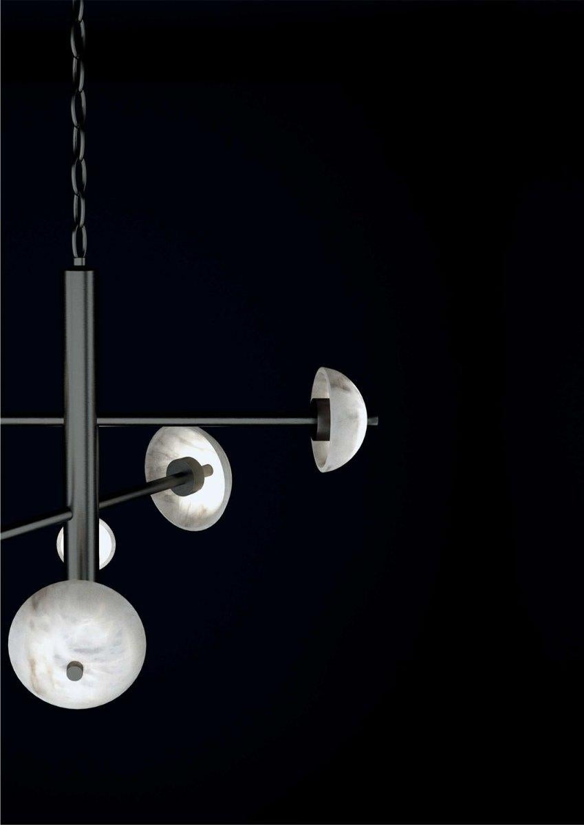 Apollo Brushed Black Metal Pendant Lamp by Alabastro Italiano In New Condition For Sale In Geneve, CH