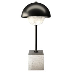 Lámpara de mesa Apollo de metal negro cepillado by Alabastro Italiano