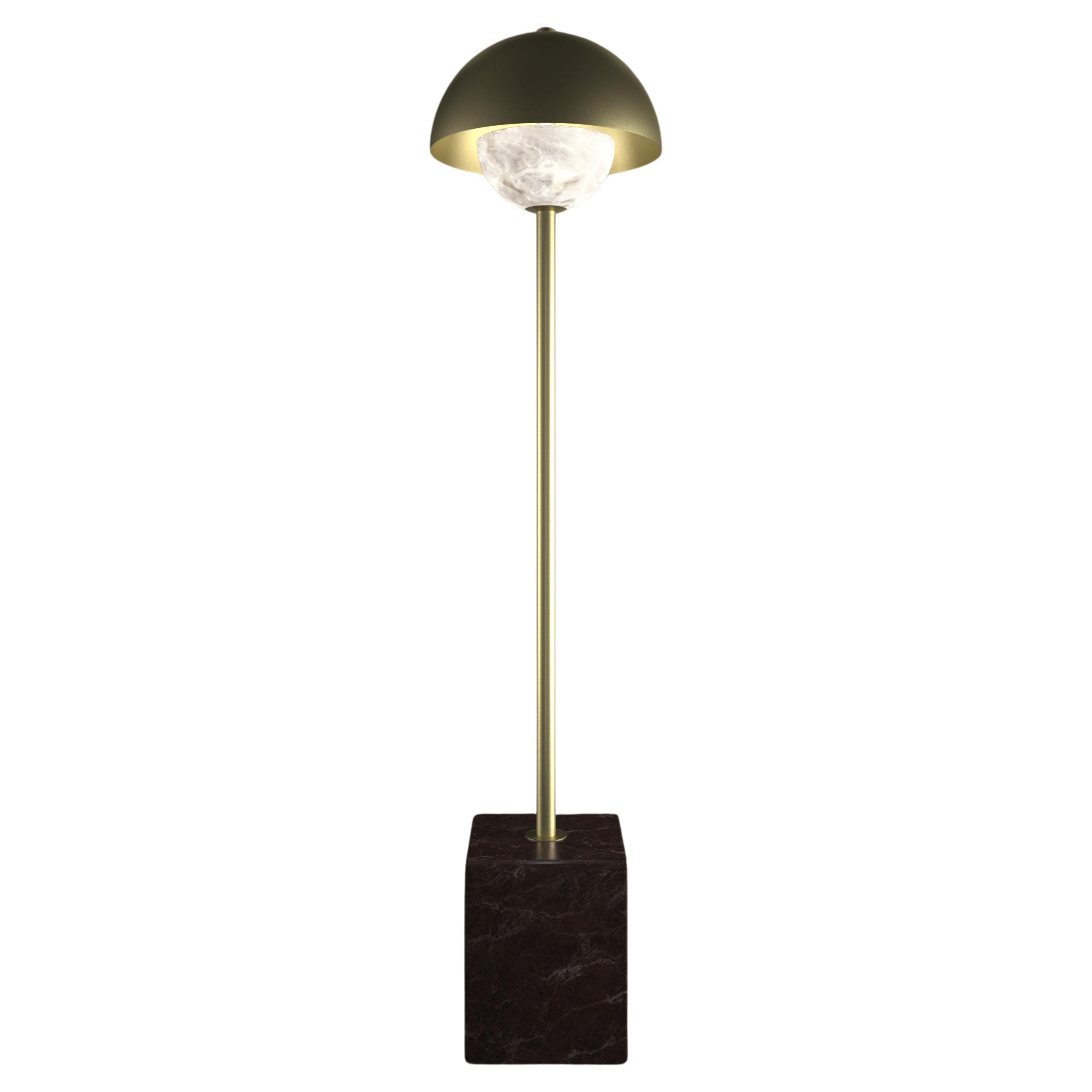 Apollo Brushed Brass Metal Floor Lamp by Alabastro Italiano For Sale