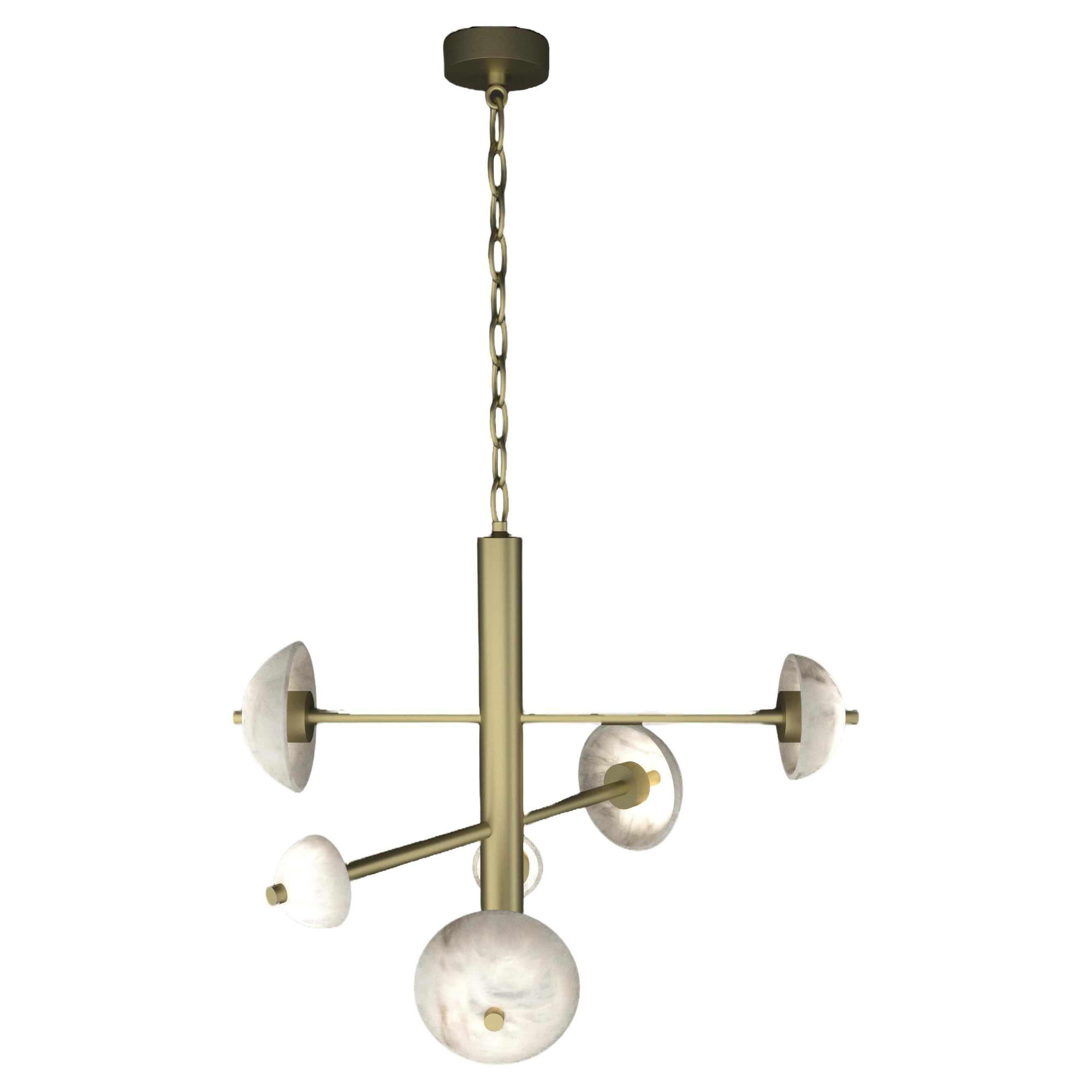 Apollo Brushed Brass Pendant Lamp by Alabastro Italiano For Sale