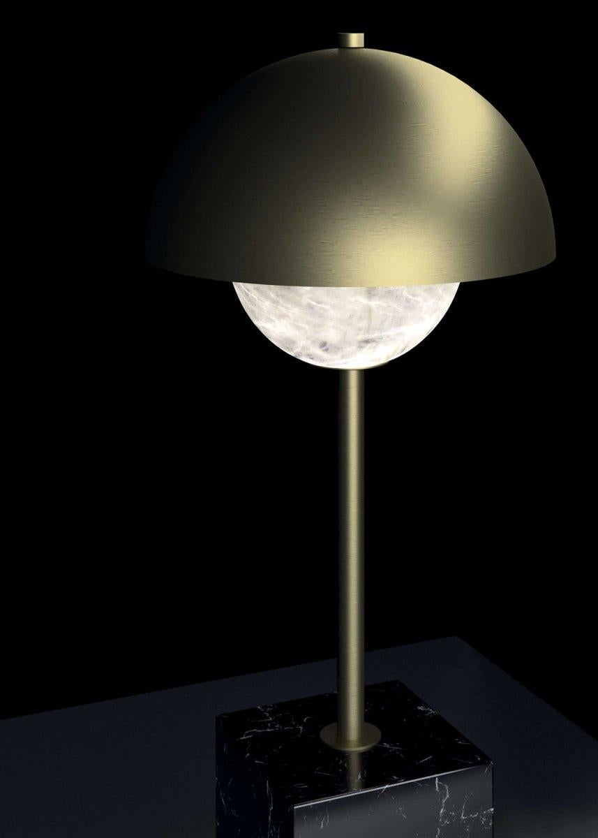 Other Apollo Brushed Brass Table Lamp by Alabastro Italiano For Sale