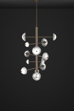 Apollo Brushed Burnished Metal Chandelier by Alabastro Italiano