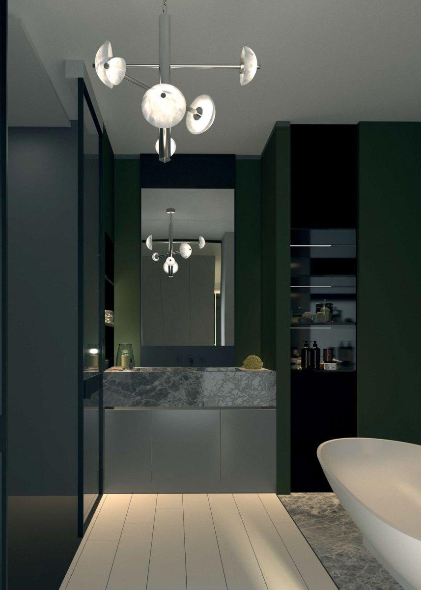 Bruni Lampe suspendue Apollo en métal bruni brossé d'Alabastro Italiano en vente