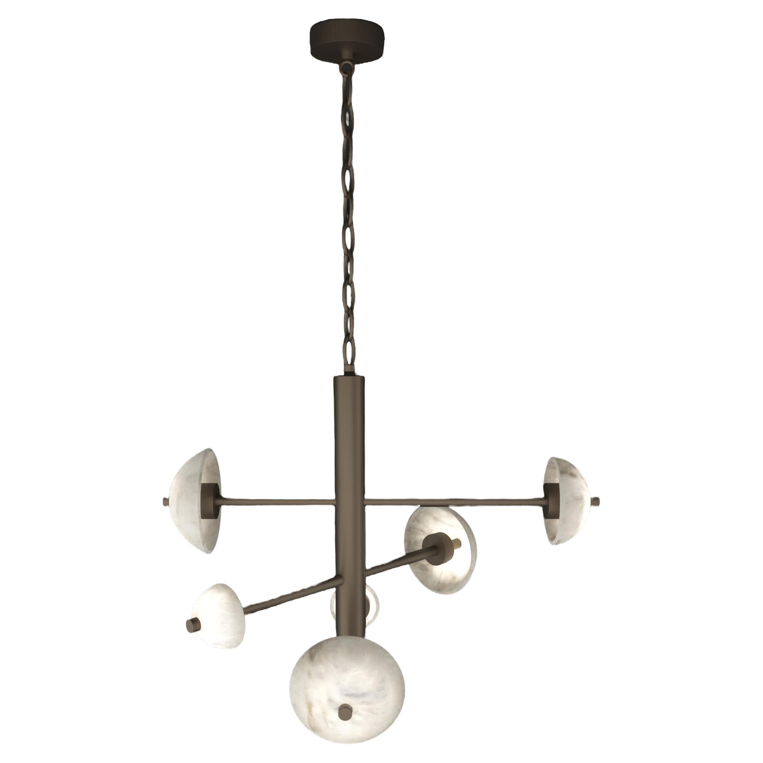 Apollo Brushed Burnished Metal Pendant Lamp by Alabastro Italiano For Sale