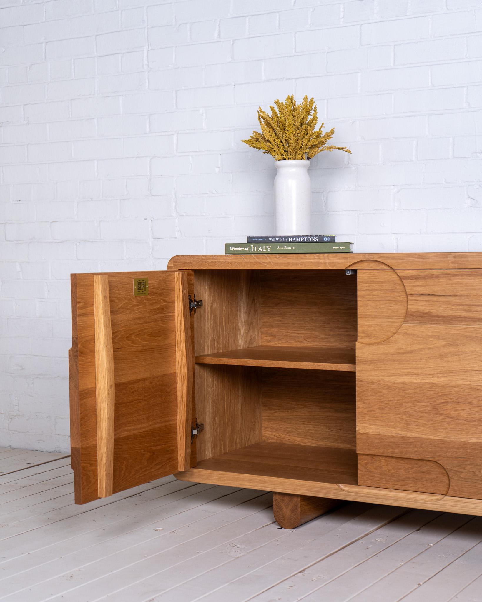 Apollo Cabinet - Hand carved from Solid White Oak For Sale 3