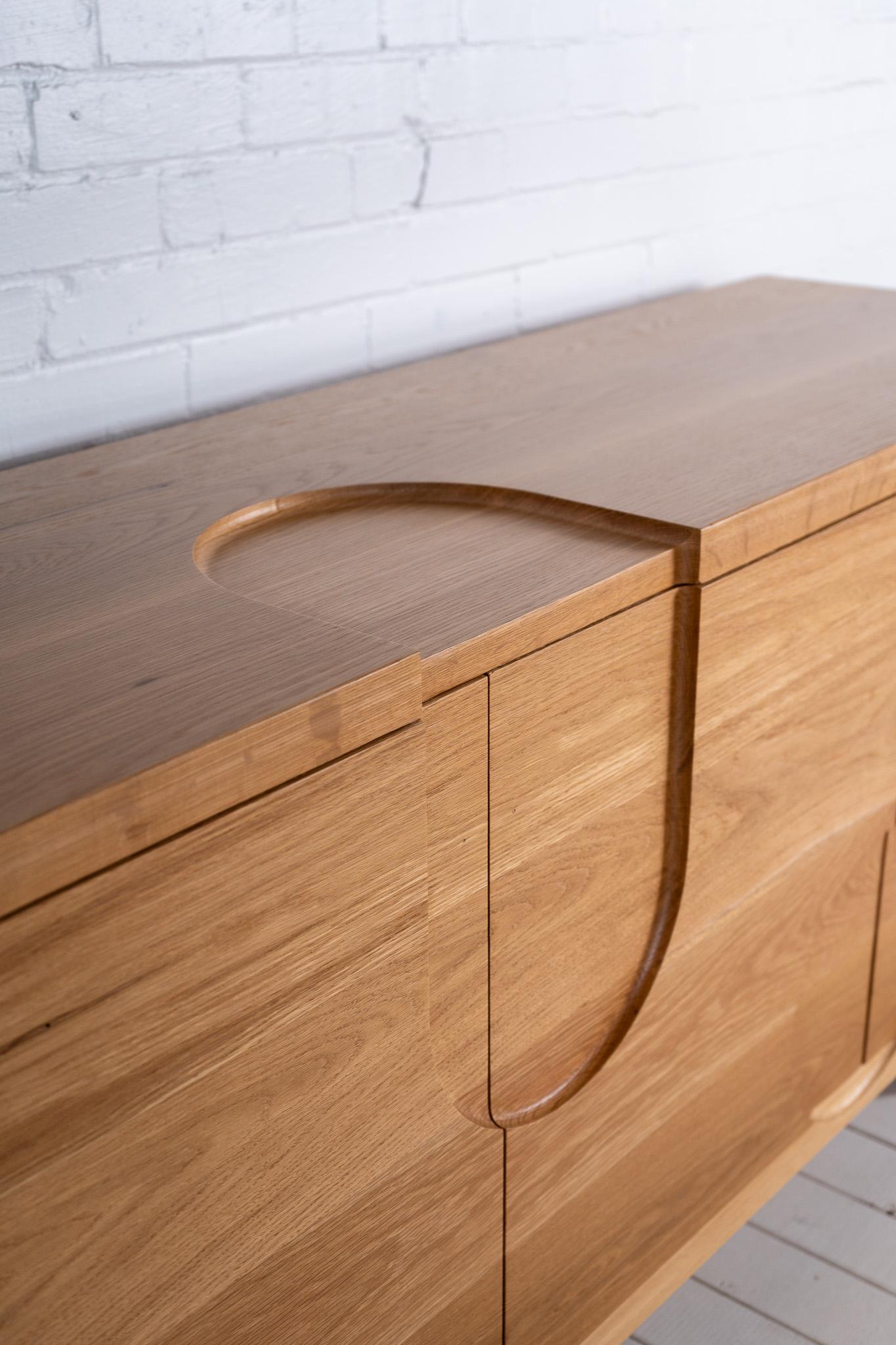 Hardwood Apollo Cabinet - Hand carved from Solid White Oak For Sale