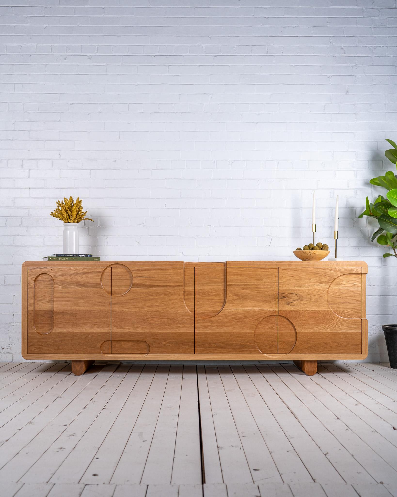 Apollo Cabinet - Hand carved from Solid White Oak For Sale 1