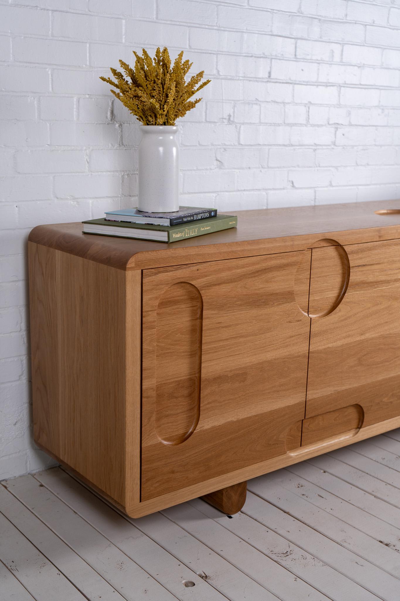 Apollo Cabinet - Hand carved from Solid White Oak For Sale 2