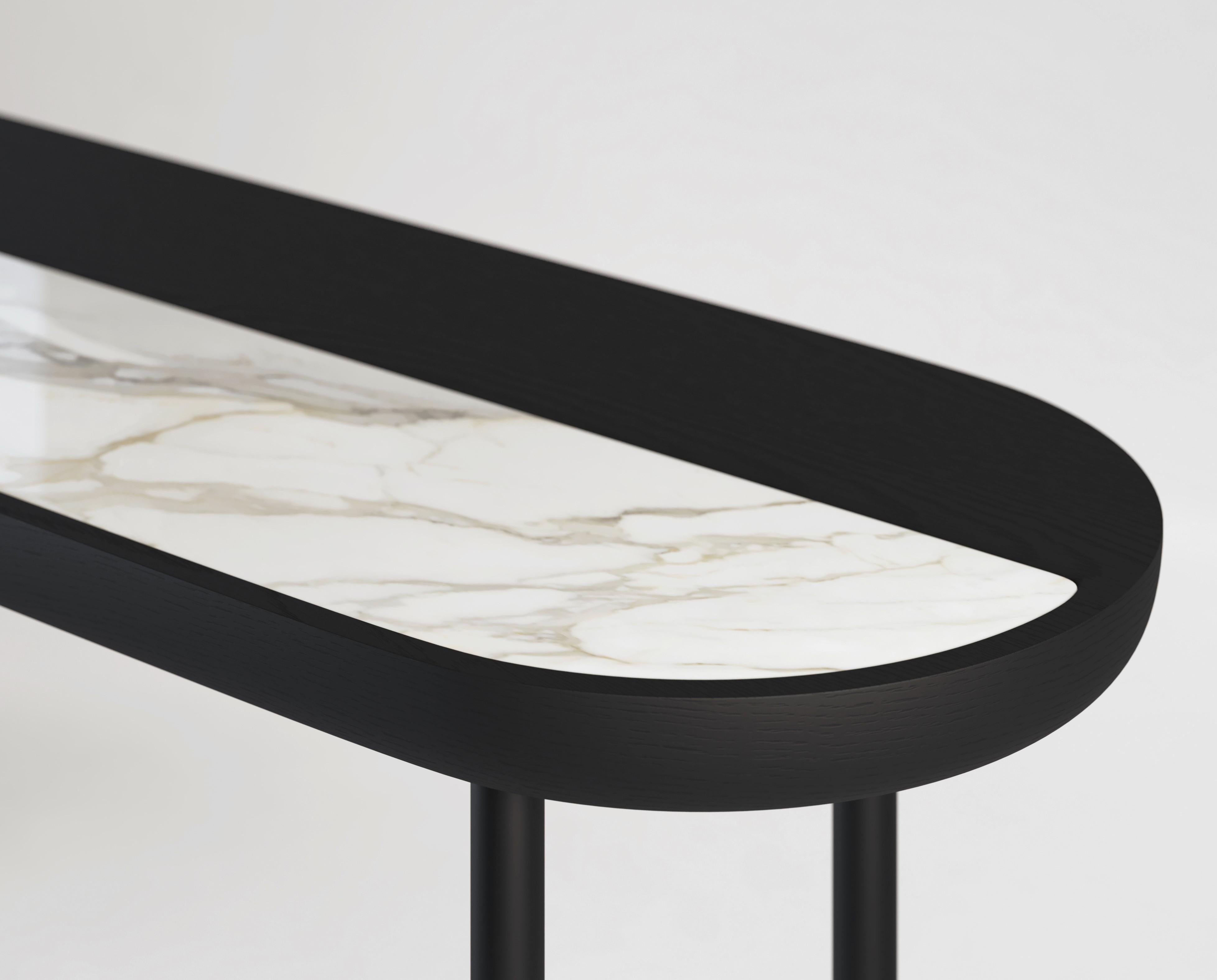 Modern Apollo Contemporary Console in Marble and Wood For Sale