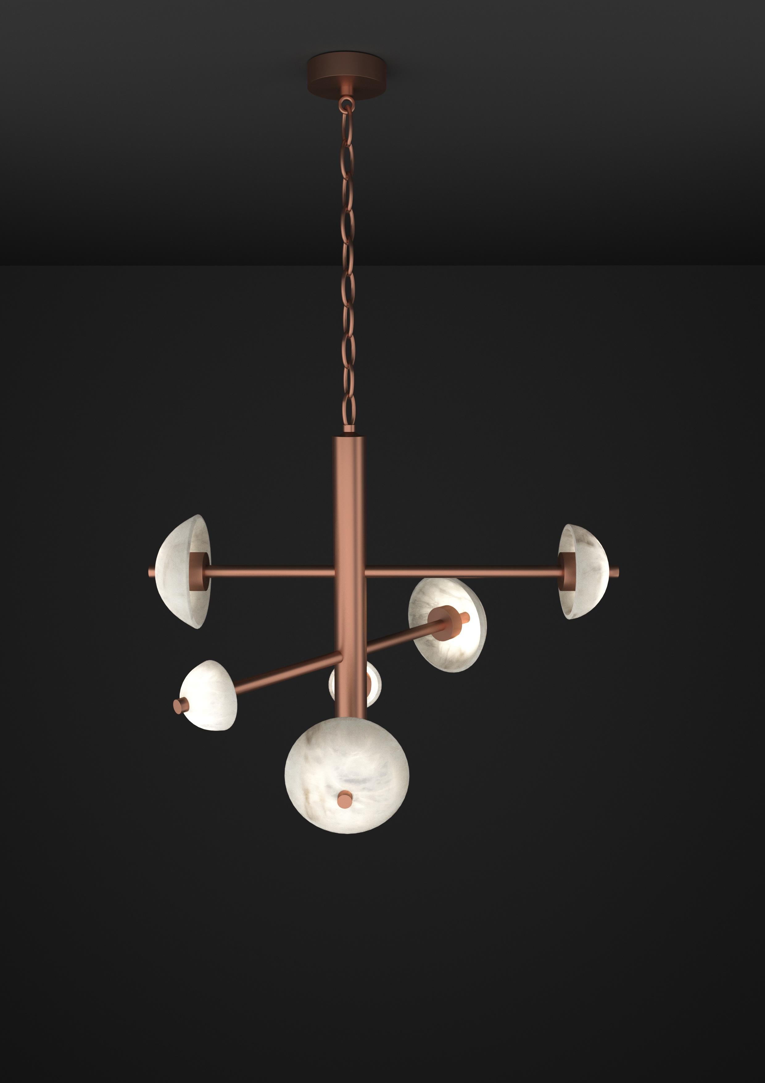 Apollo Copper Pendant Lamp by Alabastro Italiano
Dimensions: D 70,5 x W 54 x H 64 cm.
Materials: White alabaster and copper.

Available in different finishes: Shiny Silver, Bronze, Brushed Brass, Ruggine of Florence, Brushed Burnished, Shiny Gold,