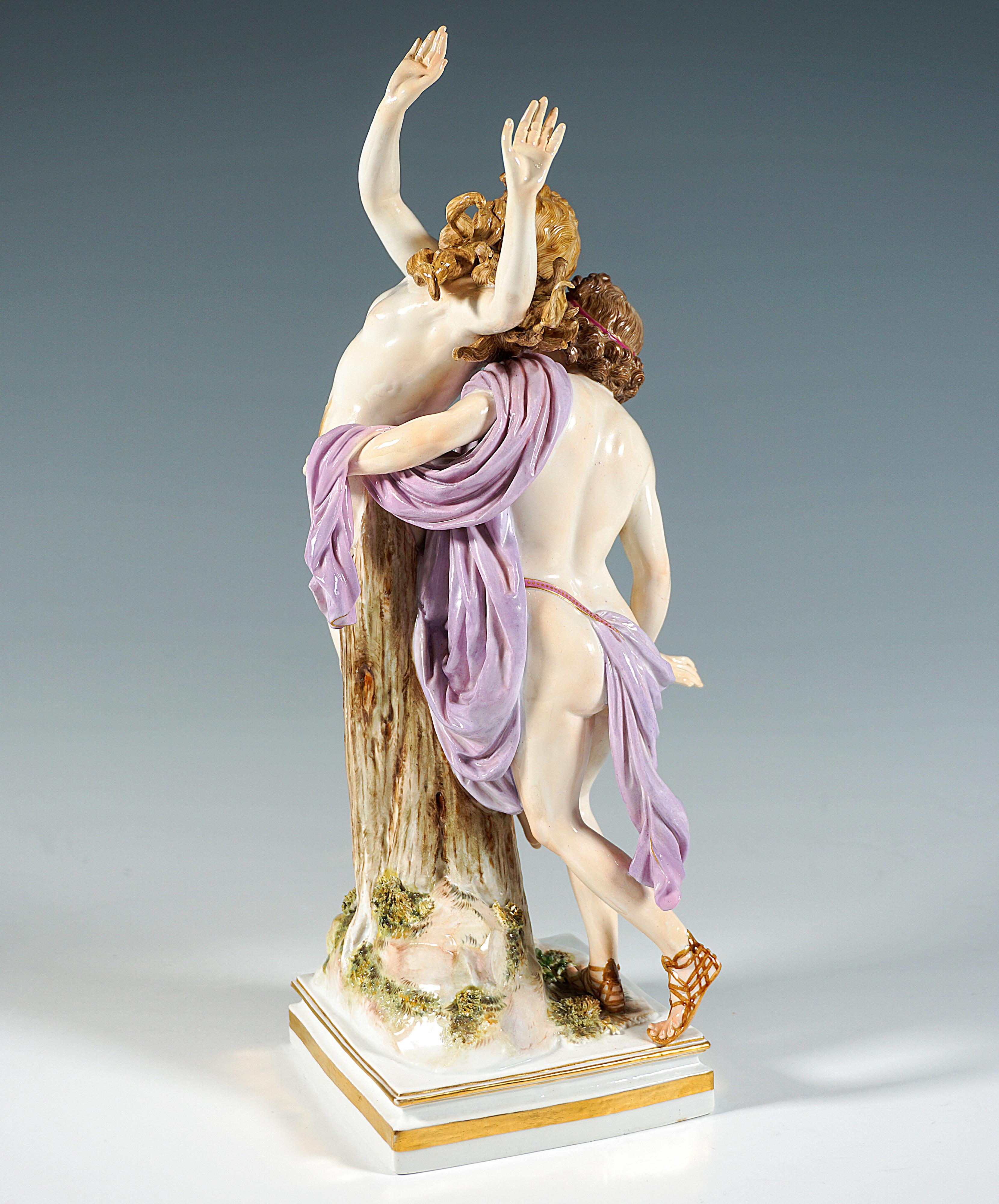 Classical Greek 'Apollo & Daphne', Large Meissen Porcelain Figurine Group By G. Juechtzer C 1860