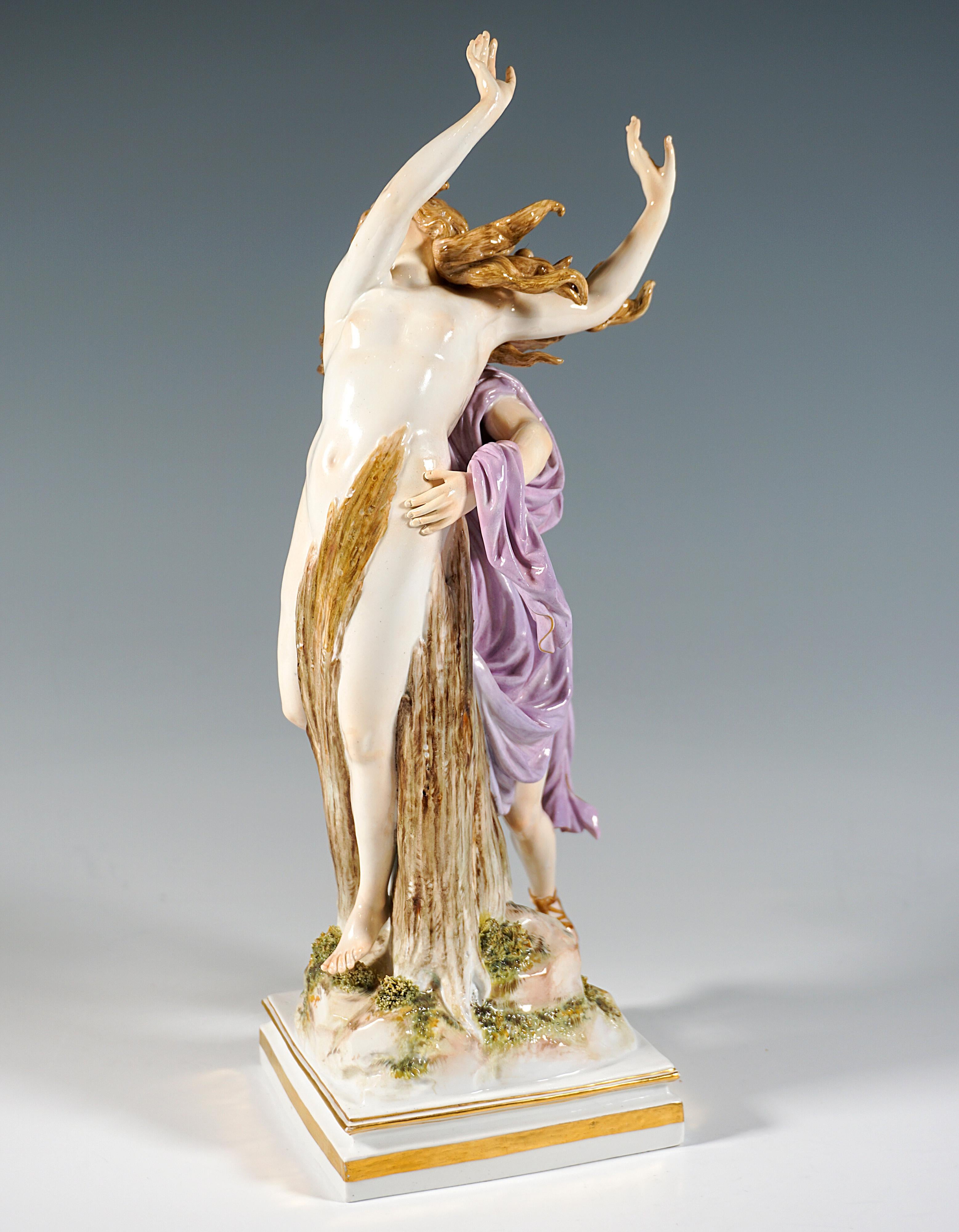 German 'Apollo & Daphne', Large Meissen Porcelain Figurine Group By G. Juechtzer C 1860