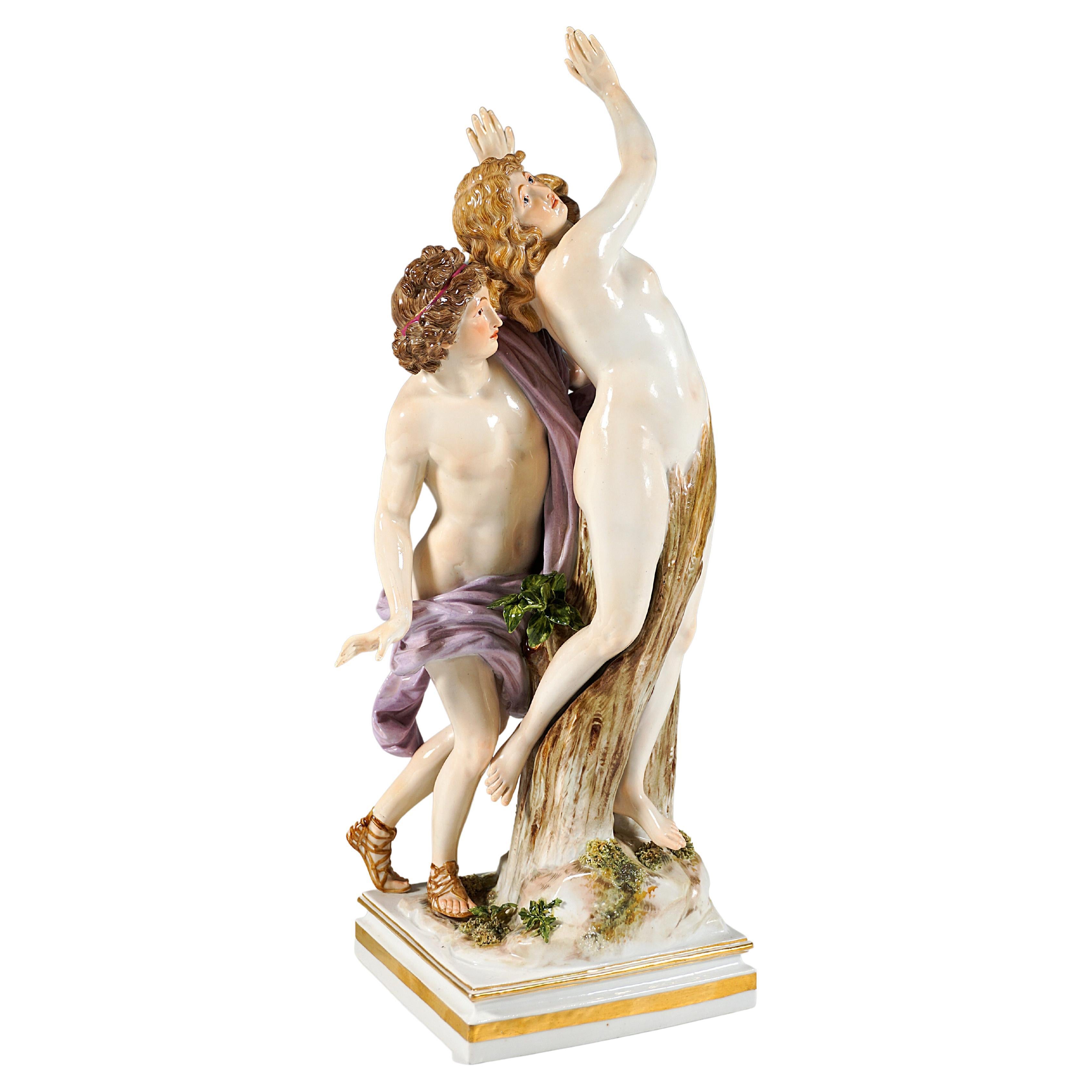 'Apollo & Daphne', Large Meissen Porcelain Figurine Group By G. Juechtzer C 1860