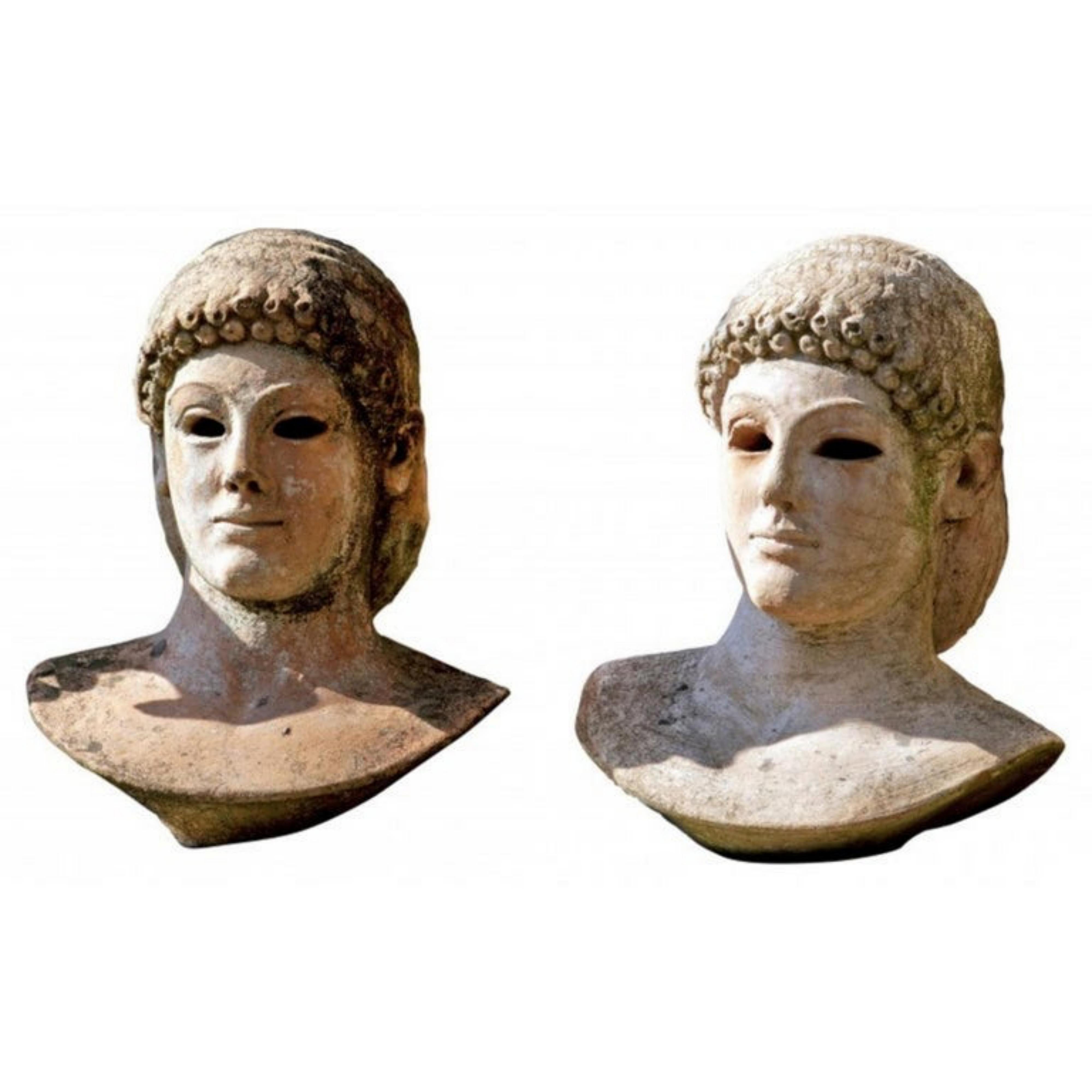 italien Apollo Di Piombino Del Louvre, Buste en terre cuite, Début du XXe siècle en vente