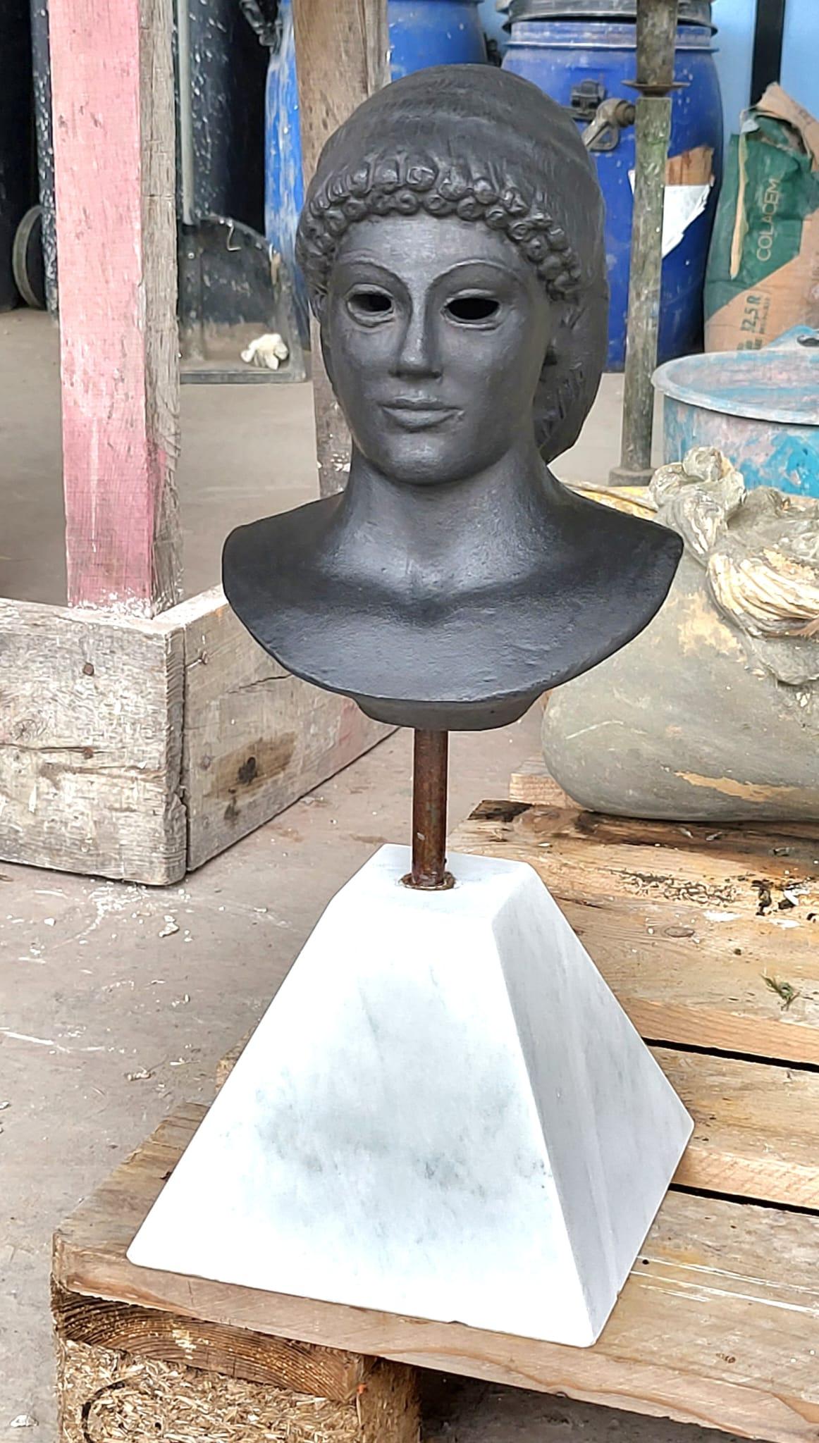 Hand-Carved Apollo Di Piombino Del Louvre, Bust in Terracotta, Early 20th Century For Sale