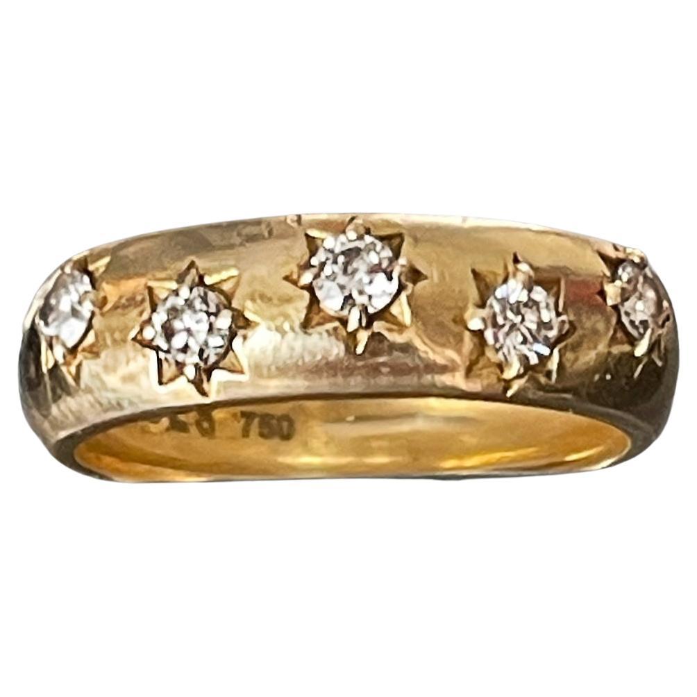 For Sale:  Apollo Diamond Star Cut Band in 18K Yellow Gold Victorian Inspired
