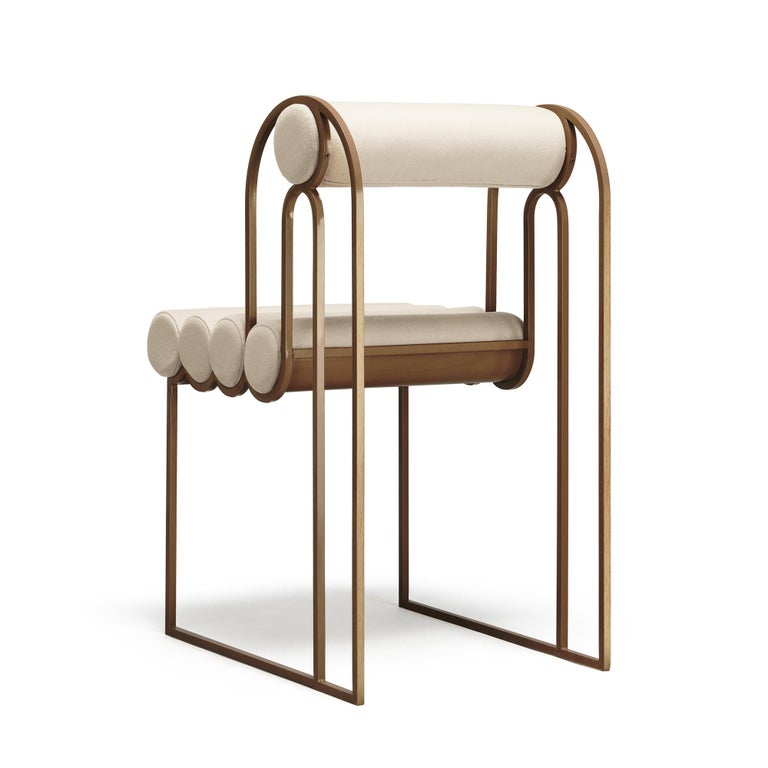Apollo Dining Chair Brass Frame And Cream Wool By Lara Bohinc For Sale At 1stdibs