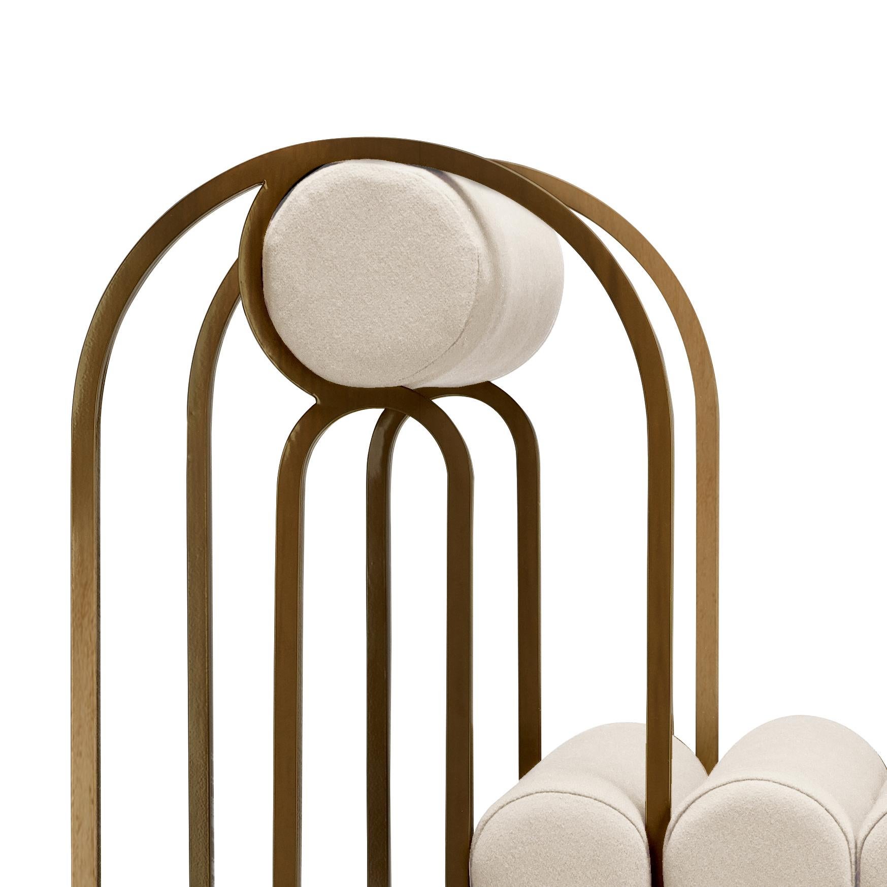 Modern Apollo Dining Chair, Brass Frame and Cream Wool by Lara Bohinc