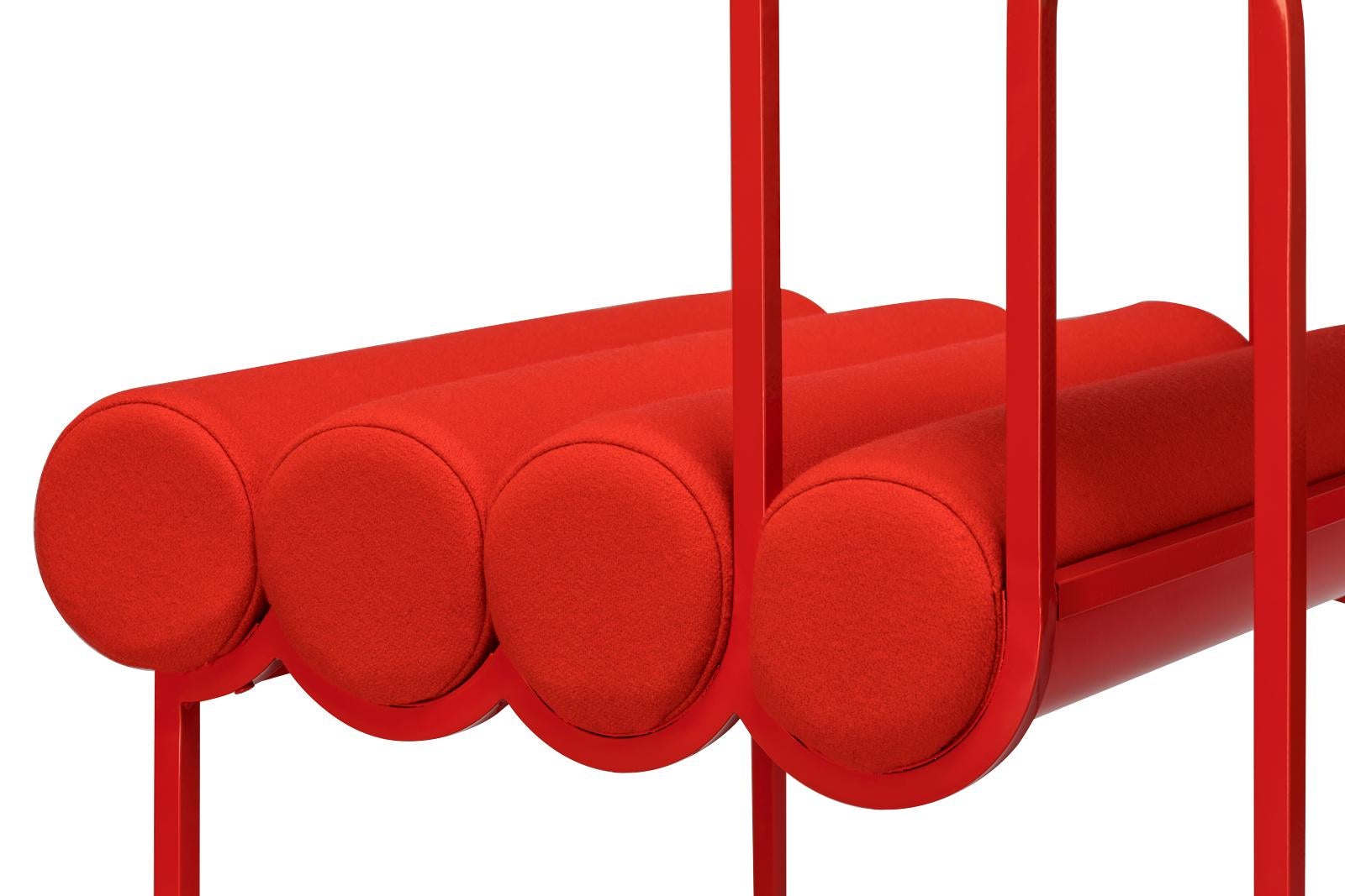 Apollo-Esszimmerstuhl, Gestell aus rot beschichtetem Stahl und roter Wolle von Lara Bohinc im Zustand „Neu“ im Angebot in Holland, AMSTERDAM