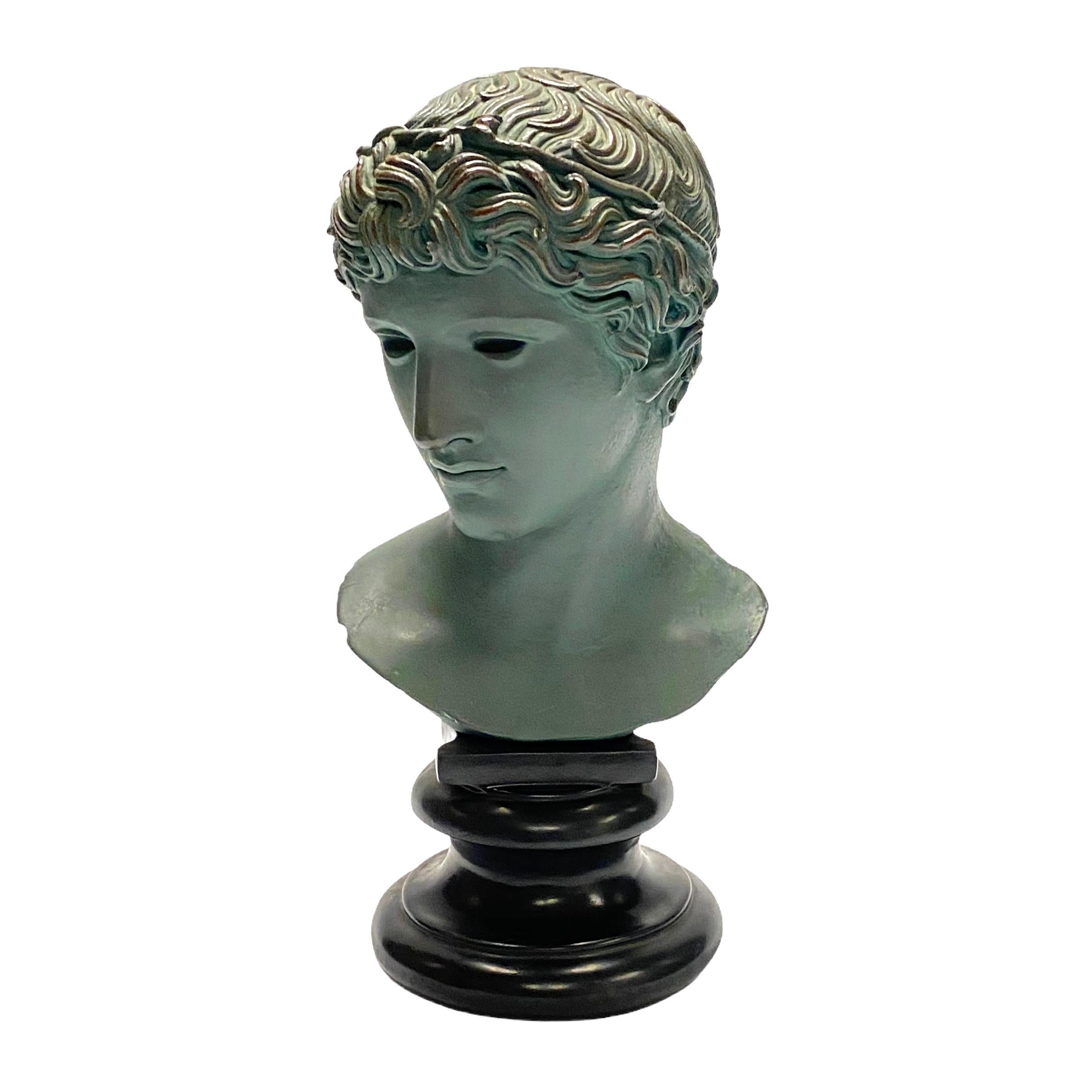 Mid century Apollo Faux bronze Museum Replica composition bust by Alva Studio.