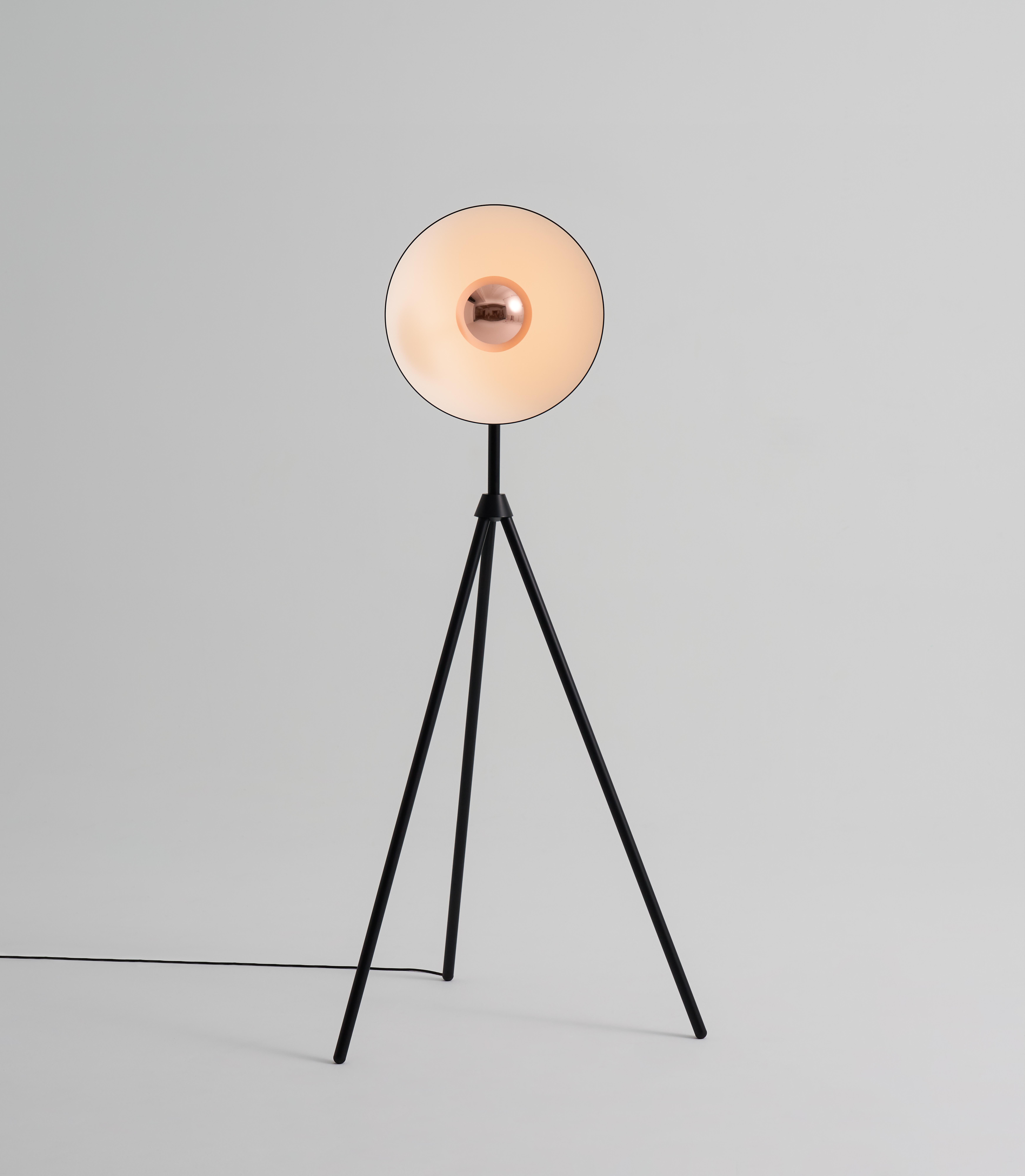 Contemporary Apollo Floor Lamp, 'Black + Copper' For Sale